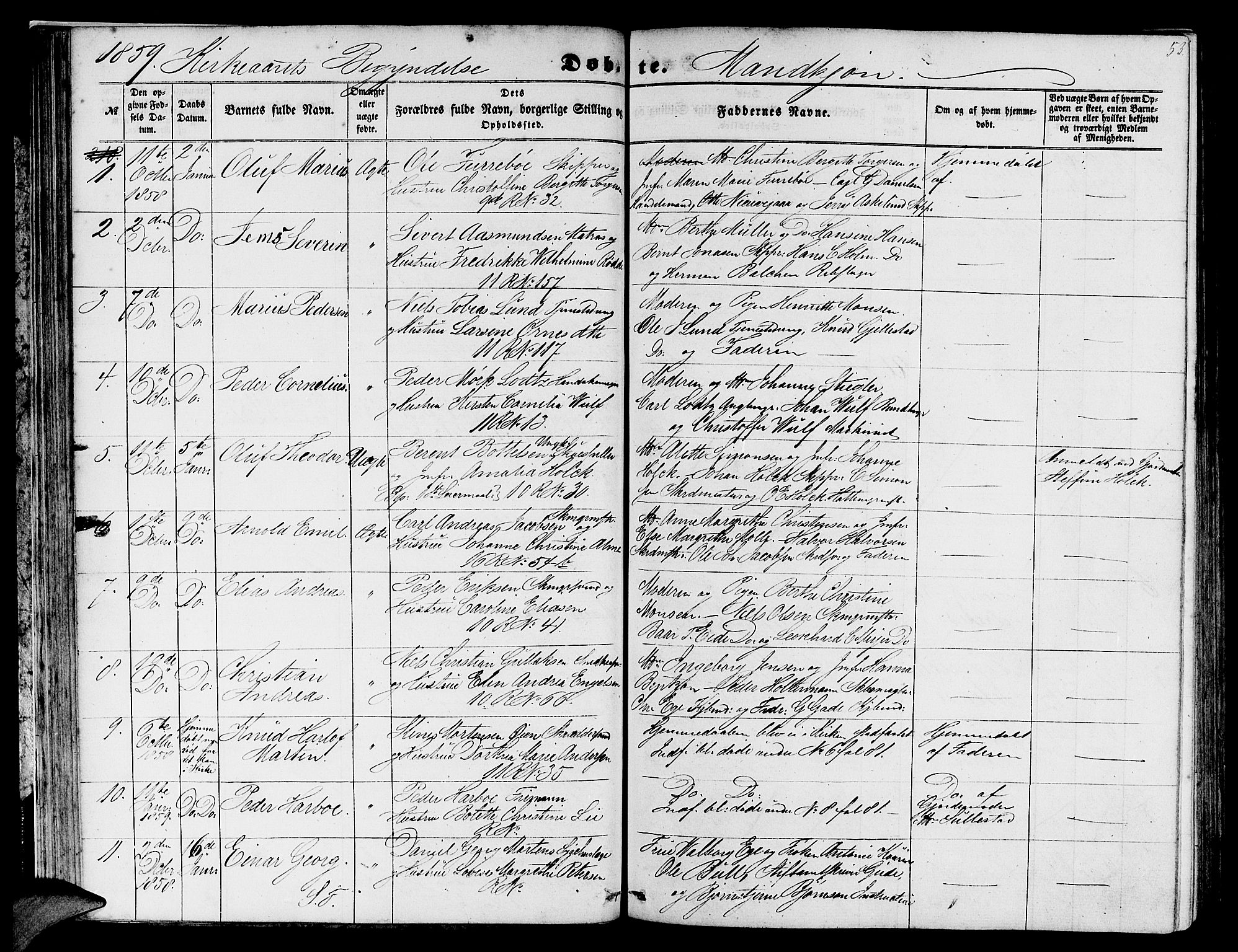 Domkirken sokneprestembete, SAB/A-74801/H/Hab/L0011: Parish register (copy) no. B 4, 1856-1862, p. 53