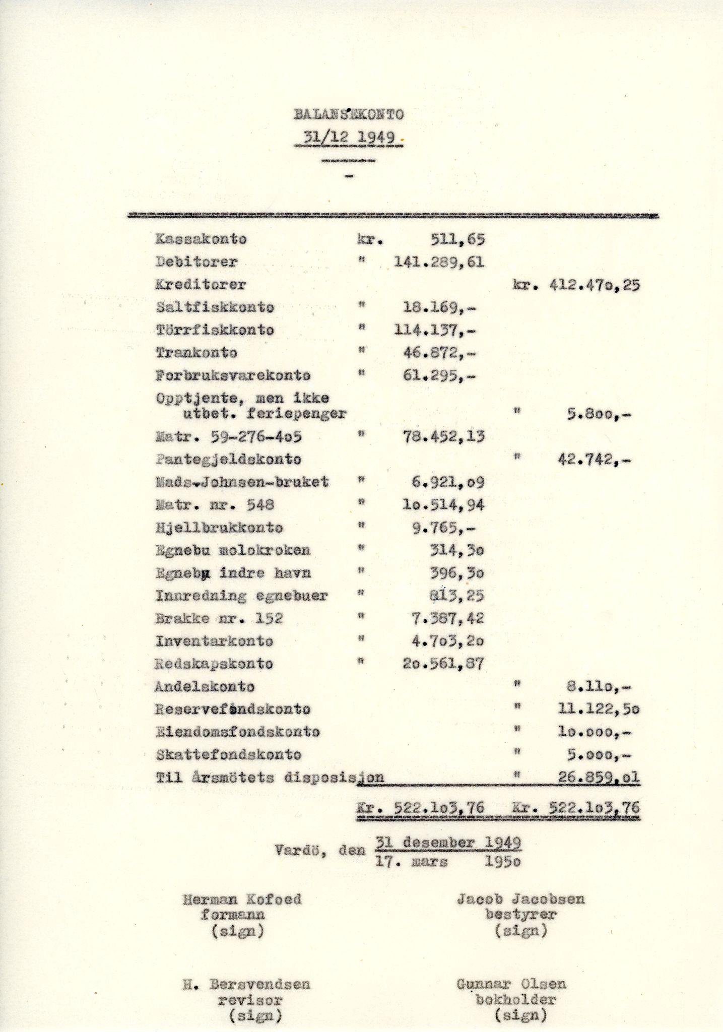 Vardø Fiskersamvirkelag, VAMU/A-0037/D/Da/L0006: Korrespondanse Re-St, 1947-1951