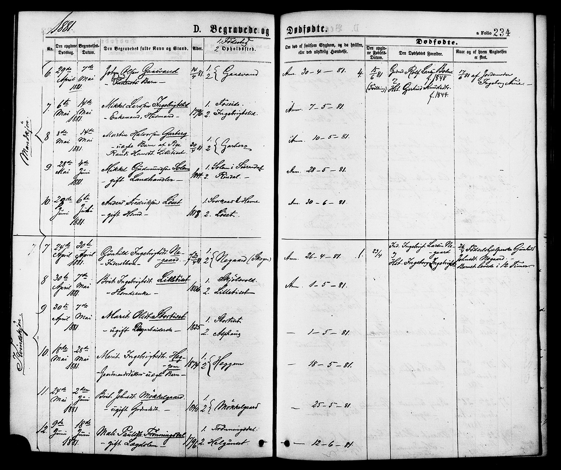 Ministerialprotokoller, klokkerbøker og fødselsregistre - Møre og Romsdal, AV/SAT-A-1454/598/L1068: Parish register (official) no. 598A02, 1872-1881, p. 234