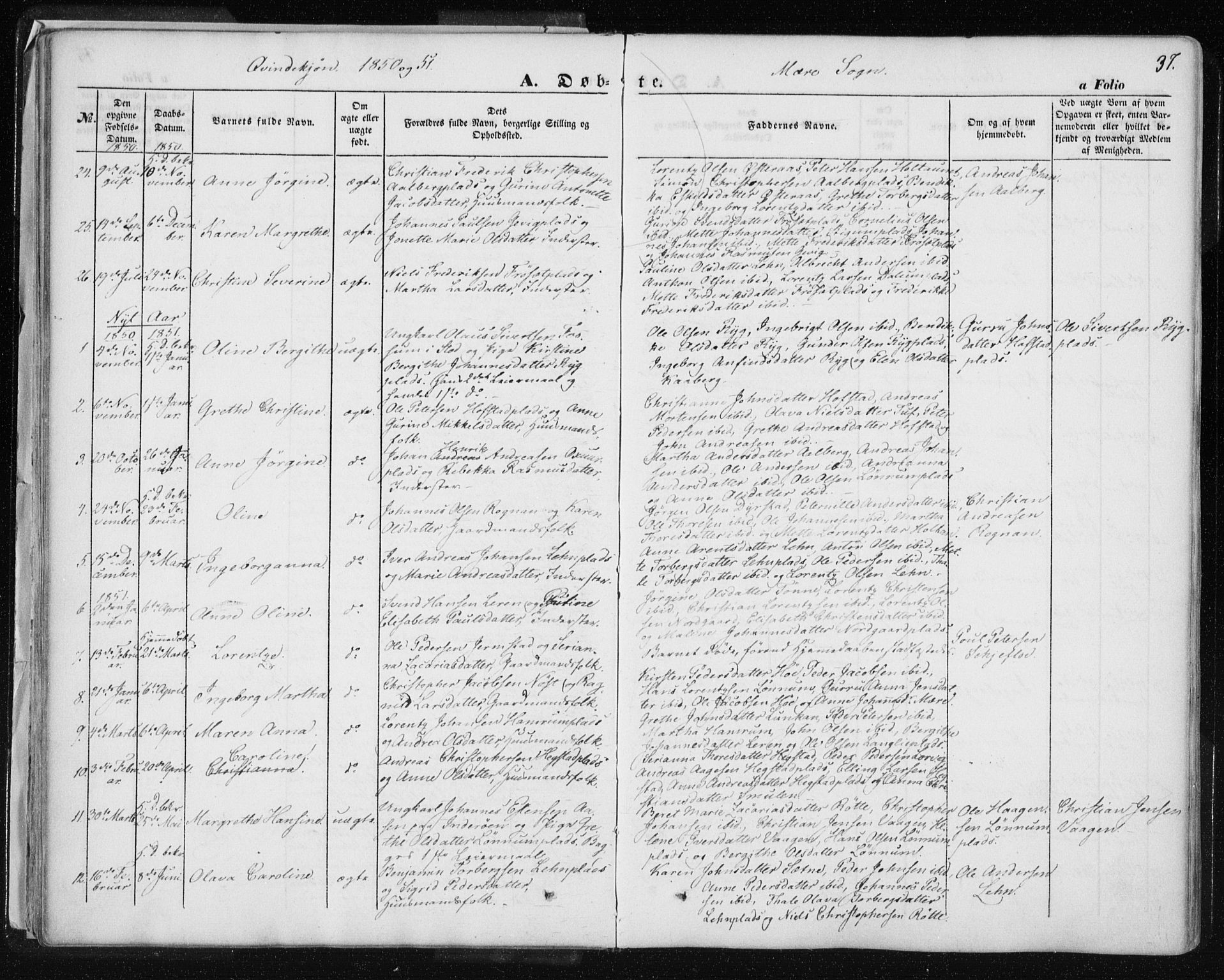 Ministerialprotokoller, klokkerbøker og fødselsregistre - Nord-Trøndelag, SAT/A-1458/735/L0342: Parish register (official) no. 735A07 /1, 1849-1862, p. 37