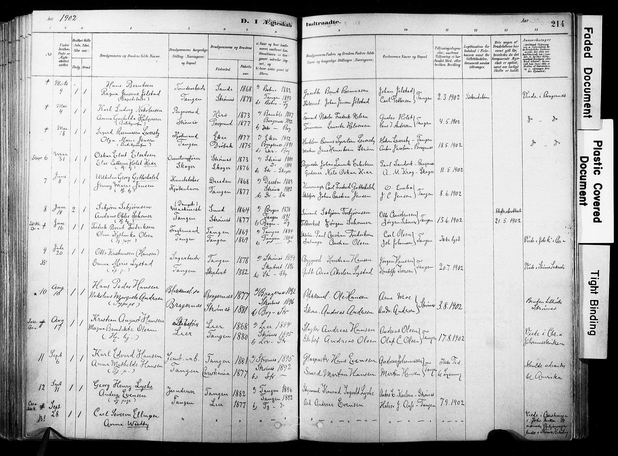Strømsø kirkebøker, SAKO/A-246/F/Fb/L0006: Parish register (official) no. II 6, 1879-1910, p. 214