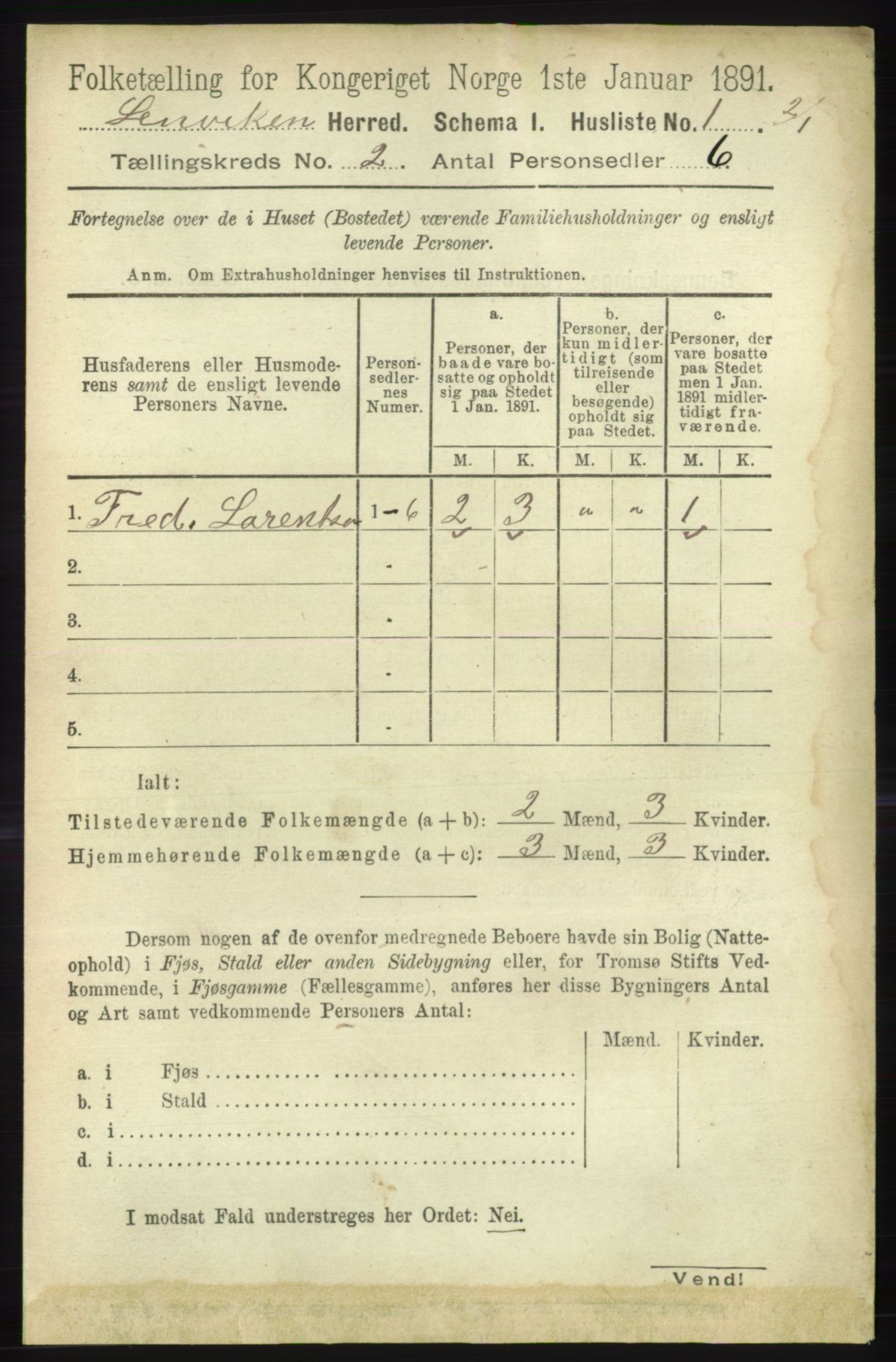 RA, 1891 census for 1931 Lenvik, 1891, p. 703