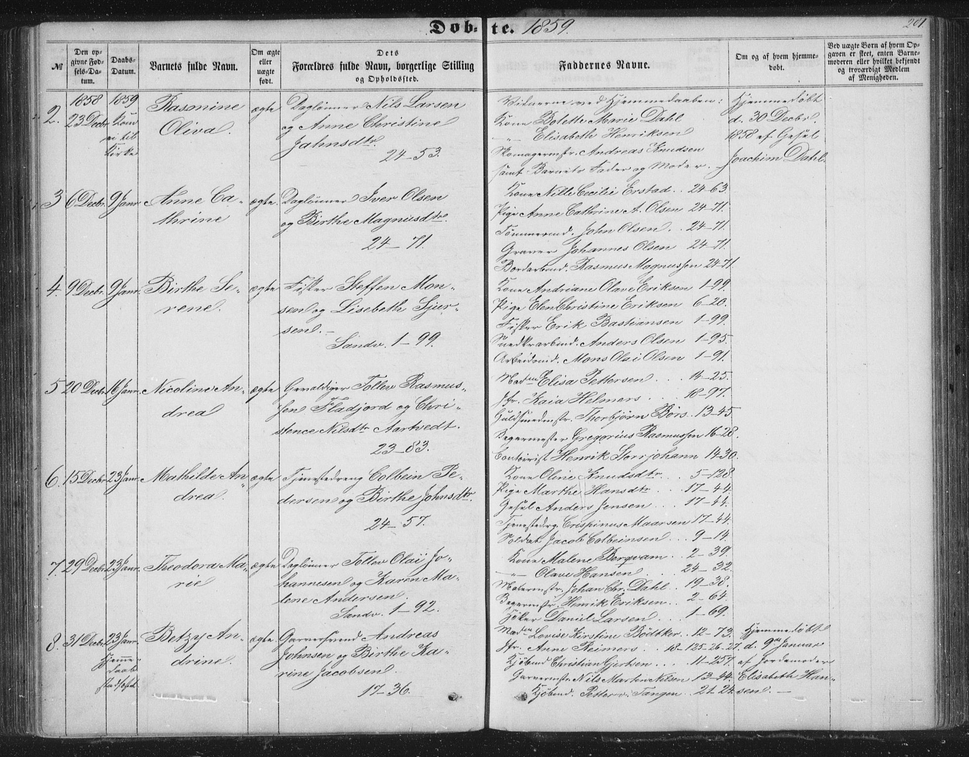 Korskirken sokneprestembete, AV/SAB-A-76101/H/Haa/L0018: Parish register (official) no. B 4, 1857-1866, p. 201