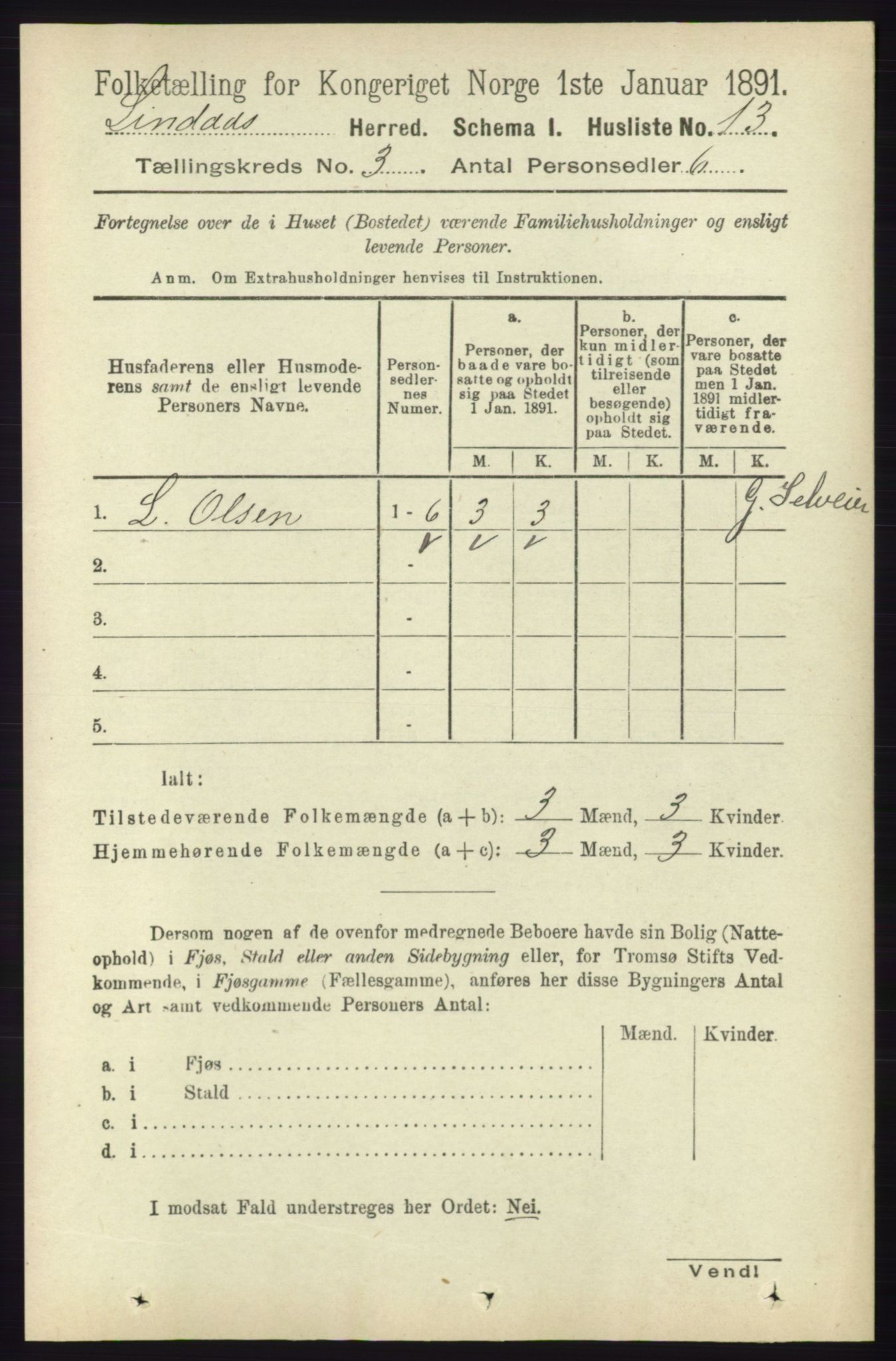 RA, 1891 census for 1263 Lindås, 1891, p. 769