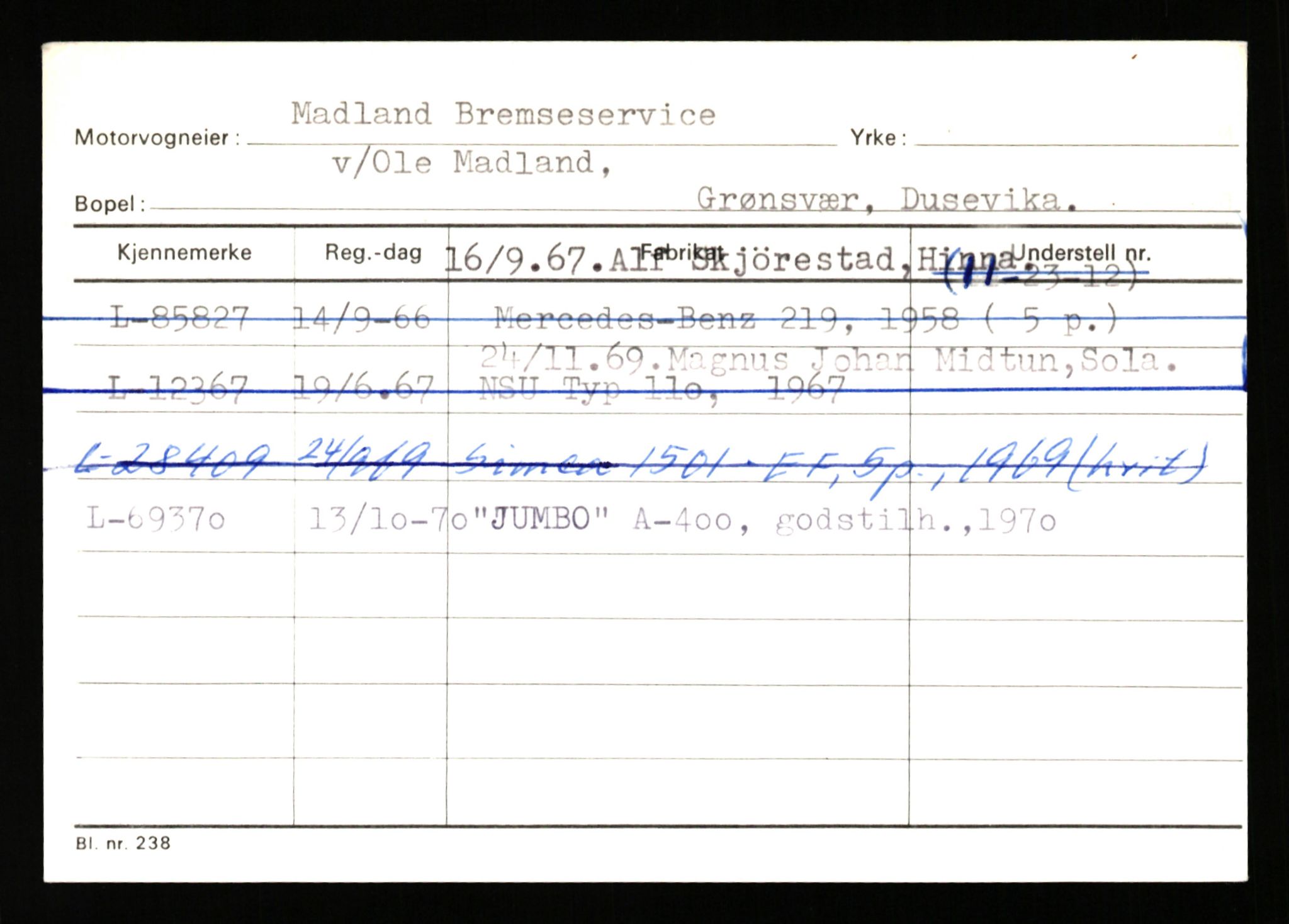 Stavanger trafikkstasjon, SAST/A-101942/0/H/L0024: Lyberg - Melgård, 1930-1971, p. 1225