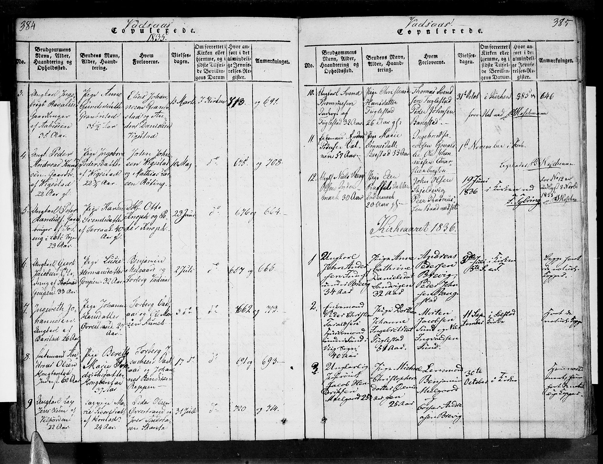 Ministerialprotokoller, klokkerbøker og fødselsregistre - Nordland, AV/SAT-A-1459/810/L0142: Parish register (official) no. 810A06 /1, 1819-1841, p. 384-385