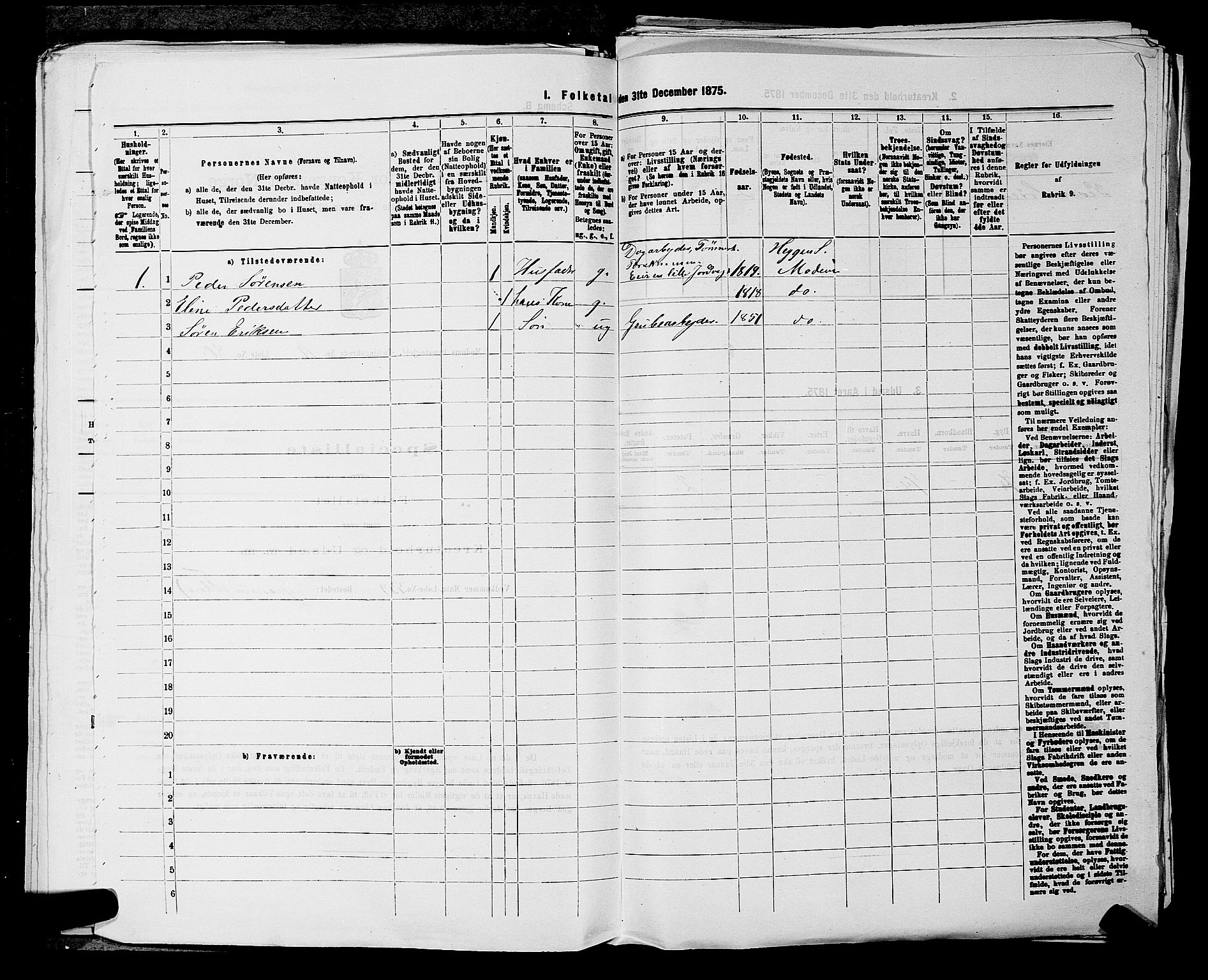 SAKO, 1875 census for 0623P Modum, 1875, p. 1822