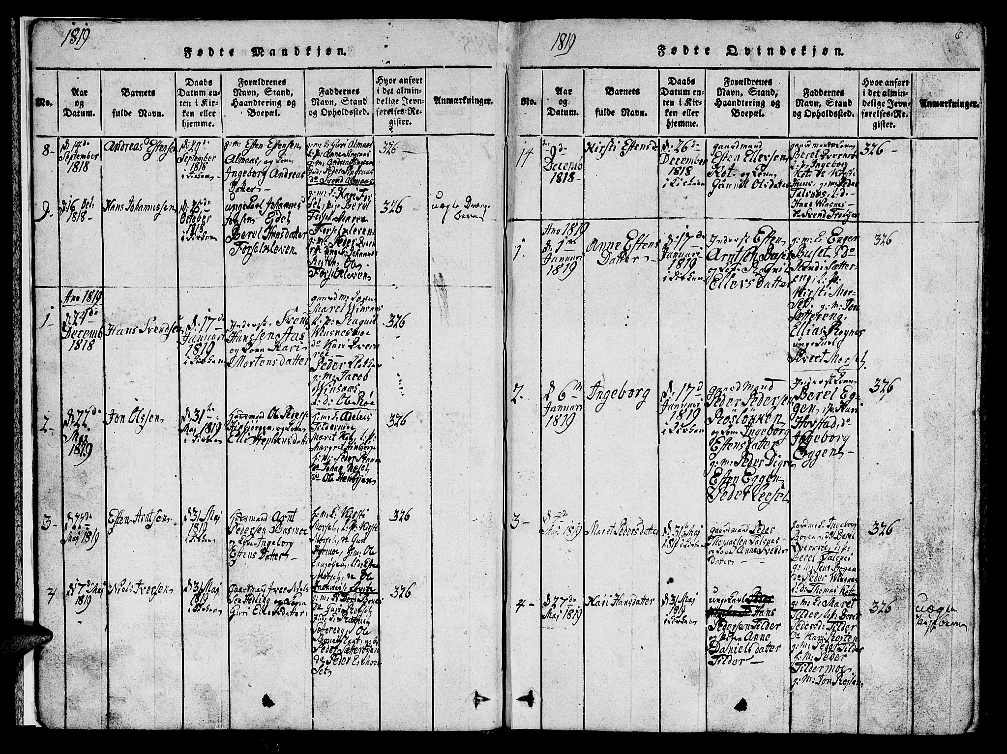 Ministerialprotokoller, klokkerbøker og fødselsregistre - Sør-Trøndelag, SAT/A-1456/688/L1026: Parish register (copy) no. 688C01, 1817-1860, p. 6