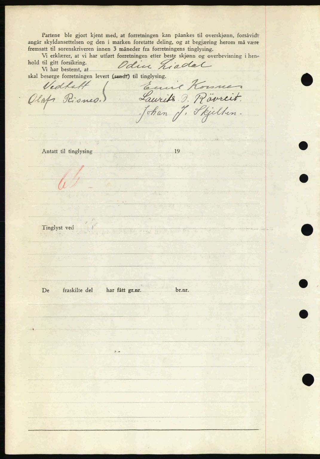 Nordre Sunnmøre sorenskriveri, AV/SAT-A-0006/1/2/2C/2Ca: Mortgage book no. A13, 1942-1942, Diary no: : 575/1942