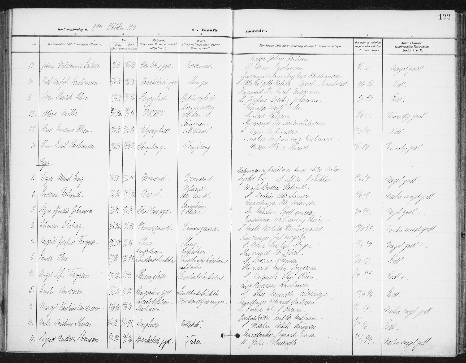 Ås prestekontor Kirkebøker, SAO/A-10894/F/Fa/L0010: Parish register (official) no. I 10, 1900-1918, p. 122