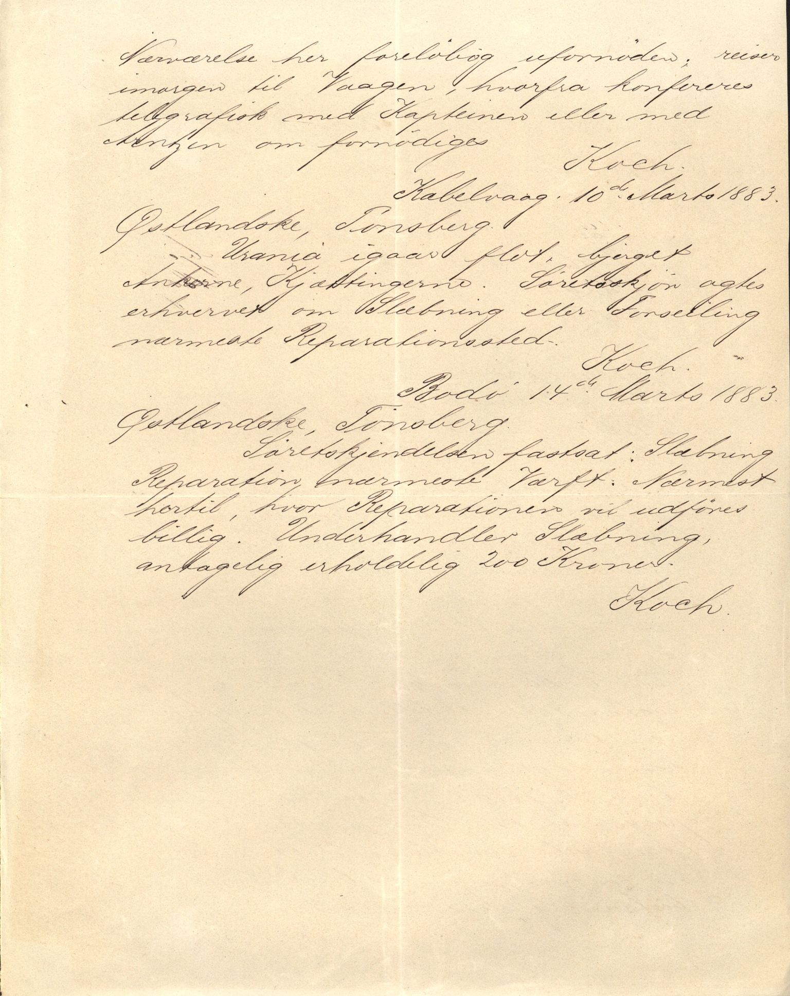 Pa 63 - Østlandske skibsassuranceforening, VEMU/A-1079/G/Ga/L0016/0012: Havaridokumenter / Urania, Tagal, Sir John Lawrence, Benguela, 1883, p. 15