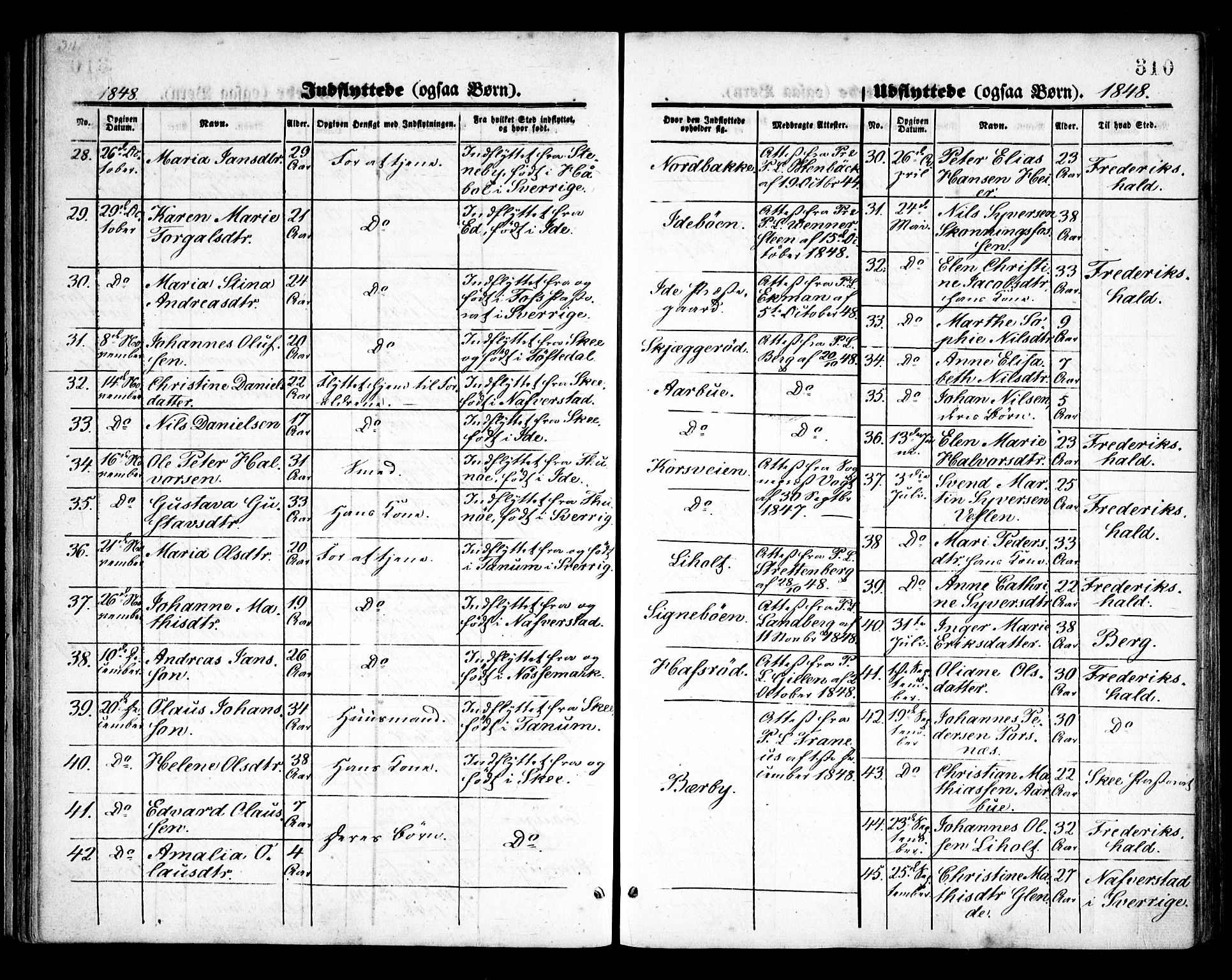 Idd prestekontor Kirkebøker, AV/SAO-A-10911/F/Fc/L0004b: Parish register (official) no. III 4B, 1848-1860, p. 310