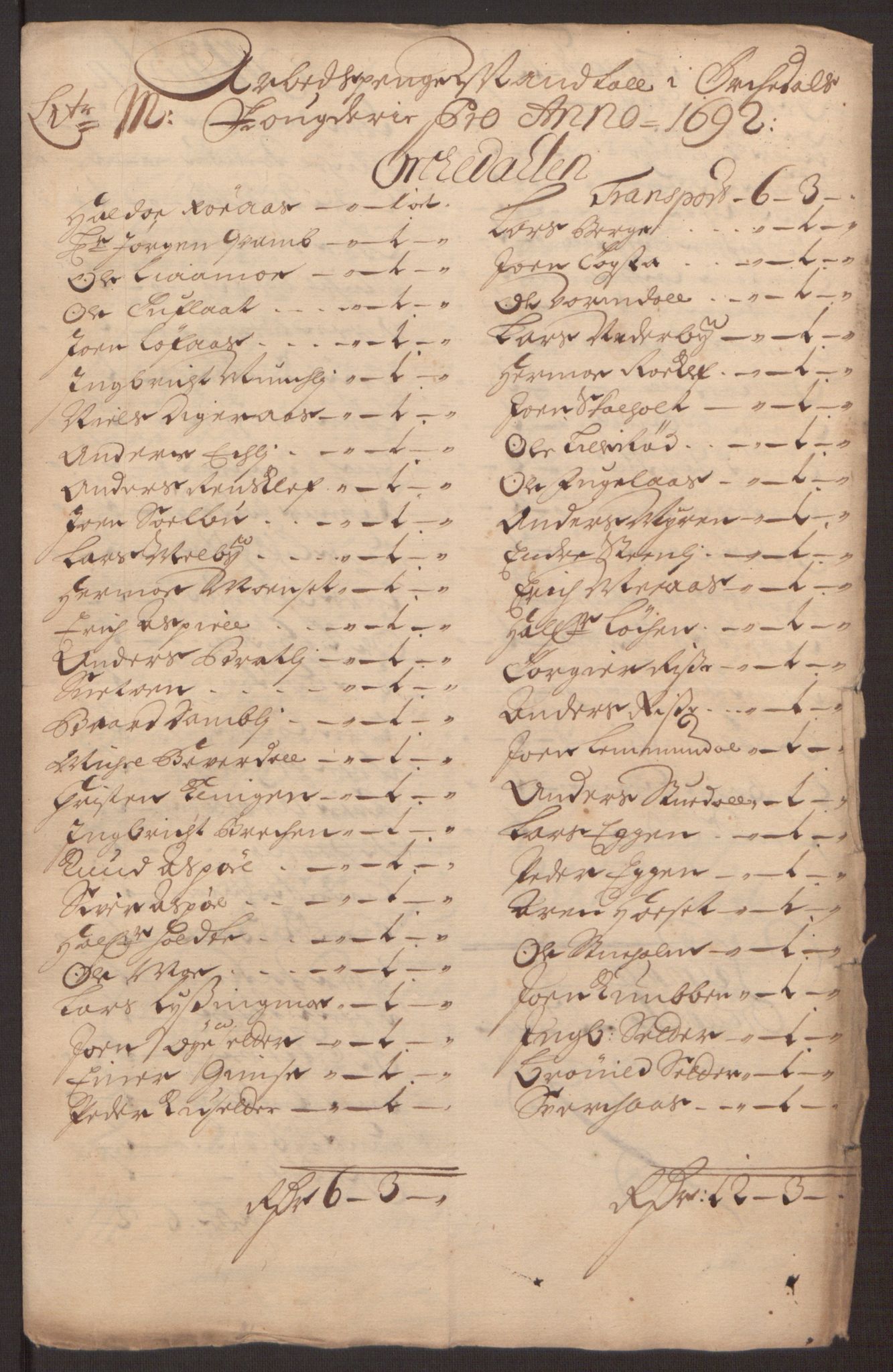 Rentekammeret inntil 1814, Reviderte regnskaper, Fogderegnskap, RA/EA-4092/R58/L3937: Fogderegnskap Orkdal, 1691-1692, p. 319