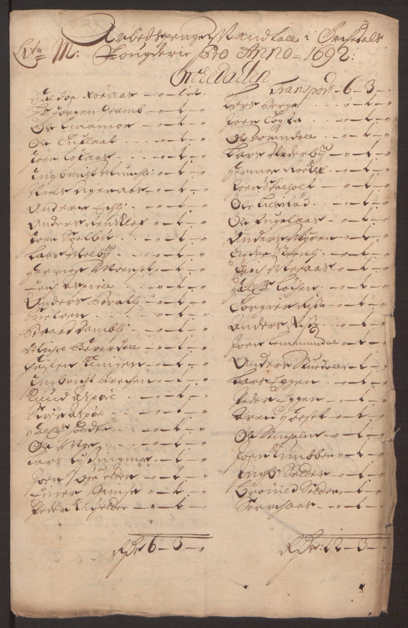 Rentekammeret inntil 1814, Reviderte regnskaper, Fogderegnskap, AV/RA-EA-4092/R58/L3937: Fogderegnskap Orkdal, 1691-1692, p. 319