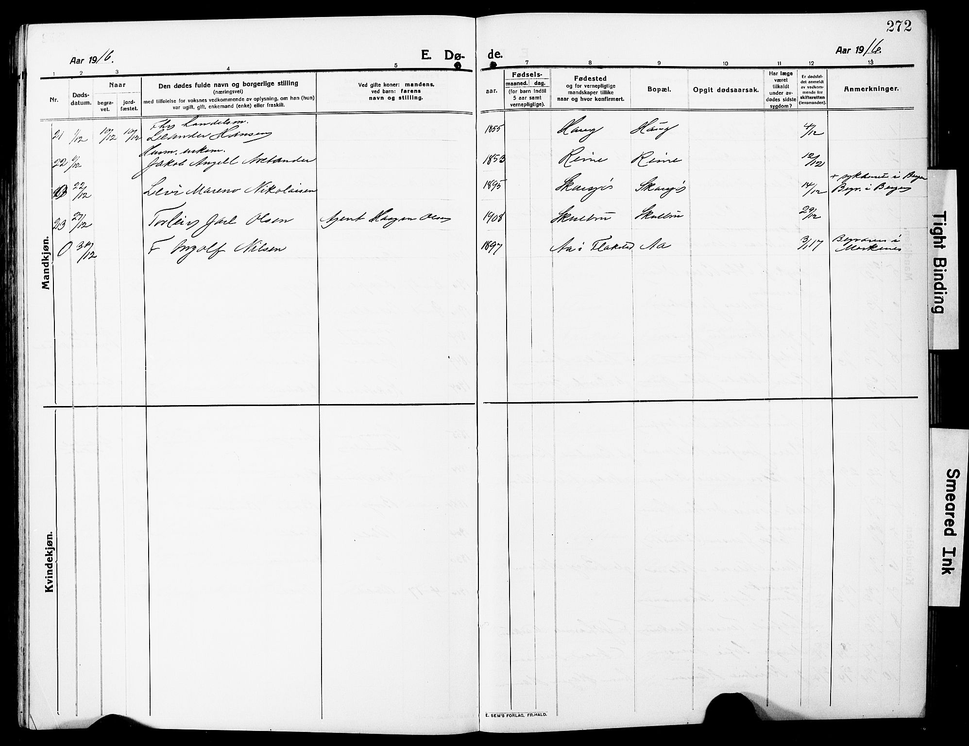 Ministerialprotokoller, klokkerbøker og fødselsregistre - Nordland, AV/SAT-A-1459/881/L1169: Parish register (copy) no. 881C06, 1912-1930, p. 272