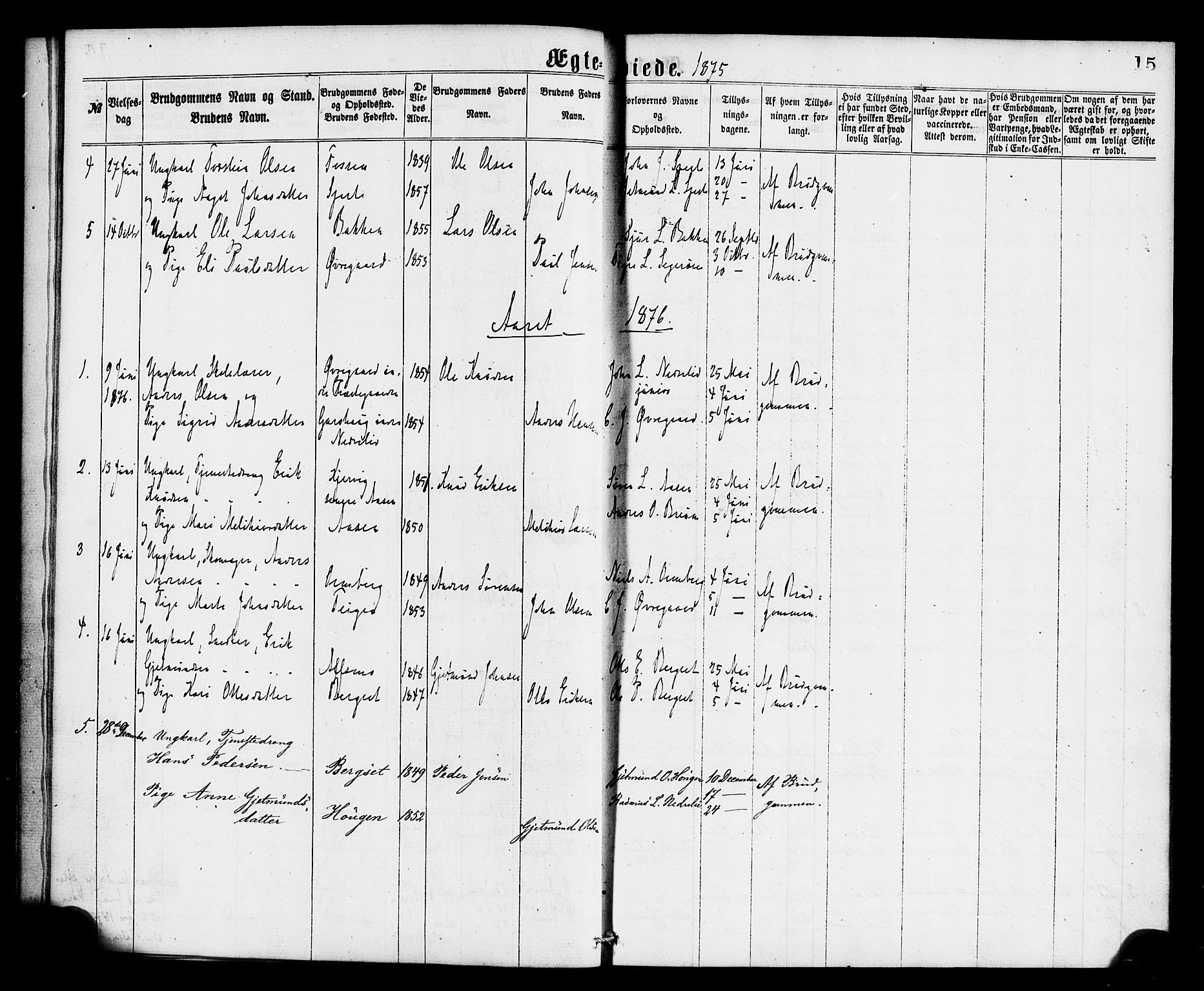 Jostedal sokneprestembete, SAB/A-80601/H/Haa/Haaa/L0008: Parish register (official) no. A 8, 1864-1886, p. 15