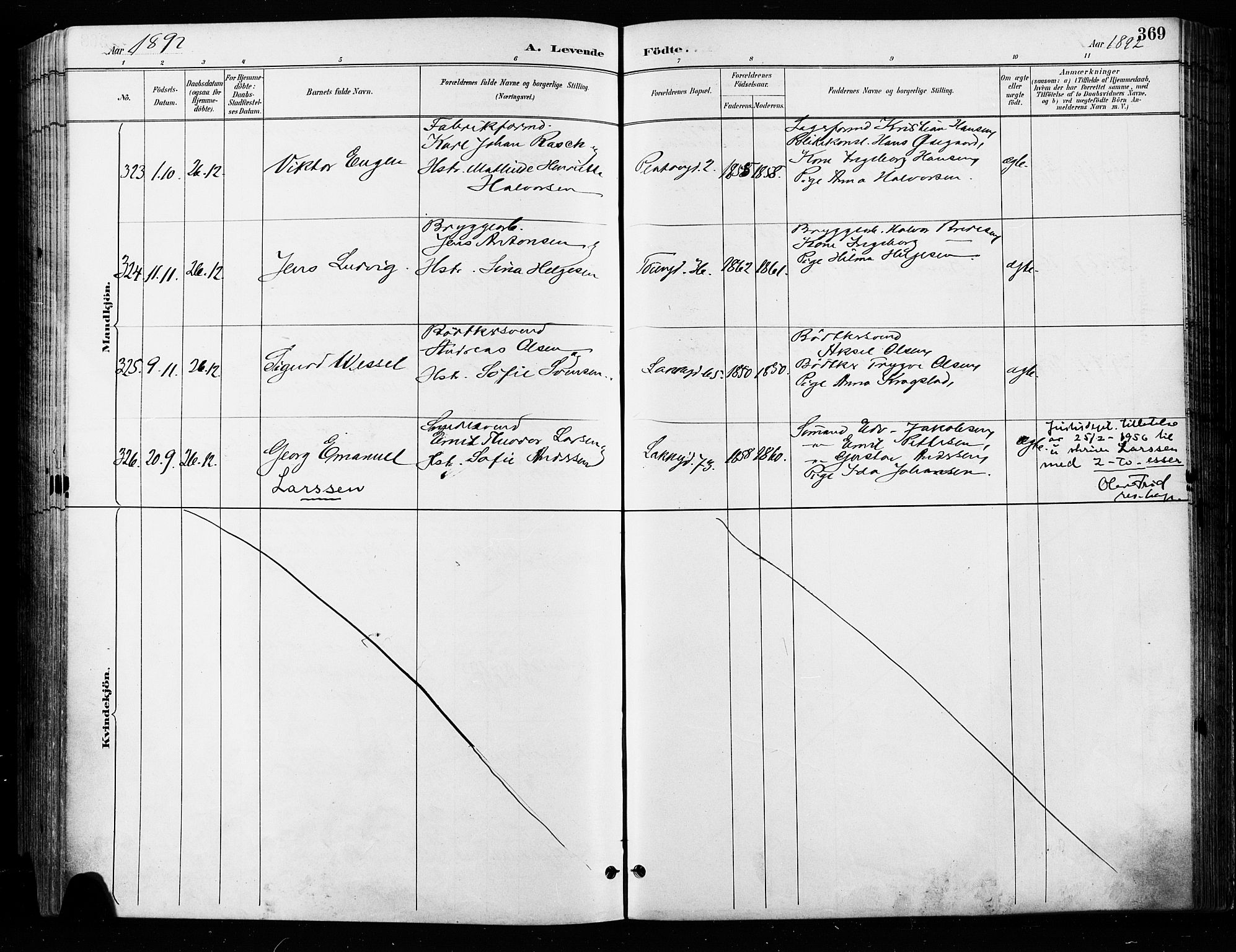 Grønland prestekontor Kirkebøker, AV/SAO-A-10848/F/Fa/L0009: Parish register (official) no. 9, 1888-1893, p. 369