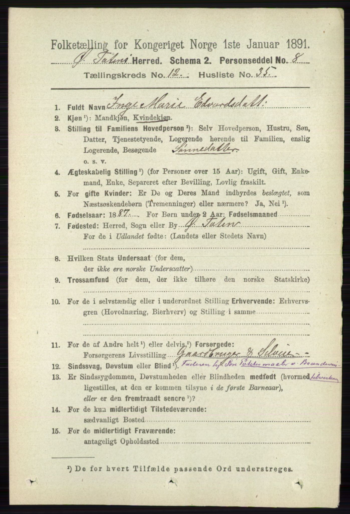 RA, 1891 census for 0528 Østre Toten, 1891, p. 7973