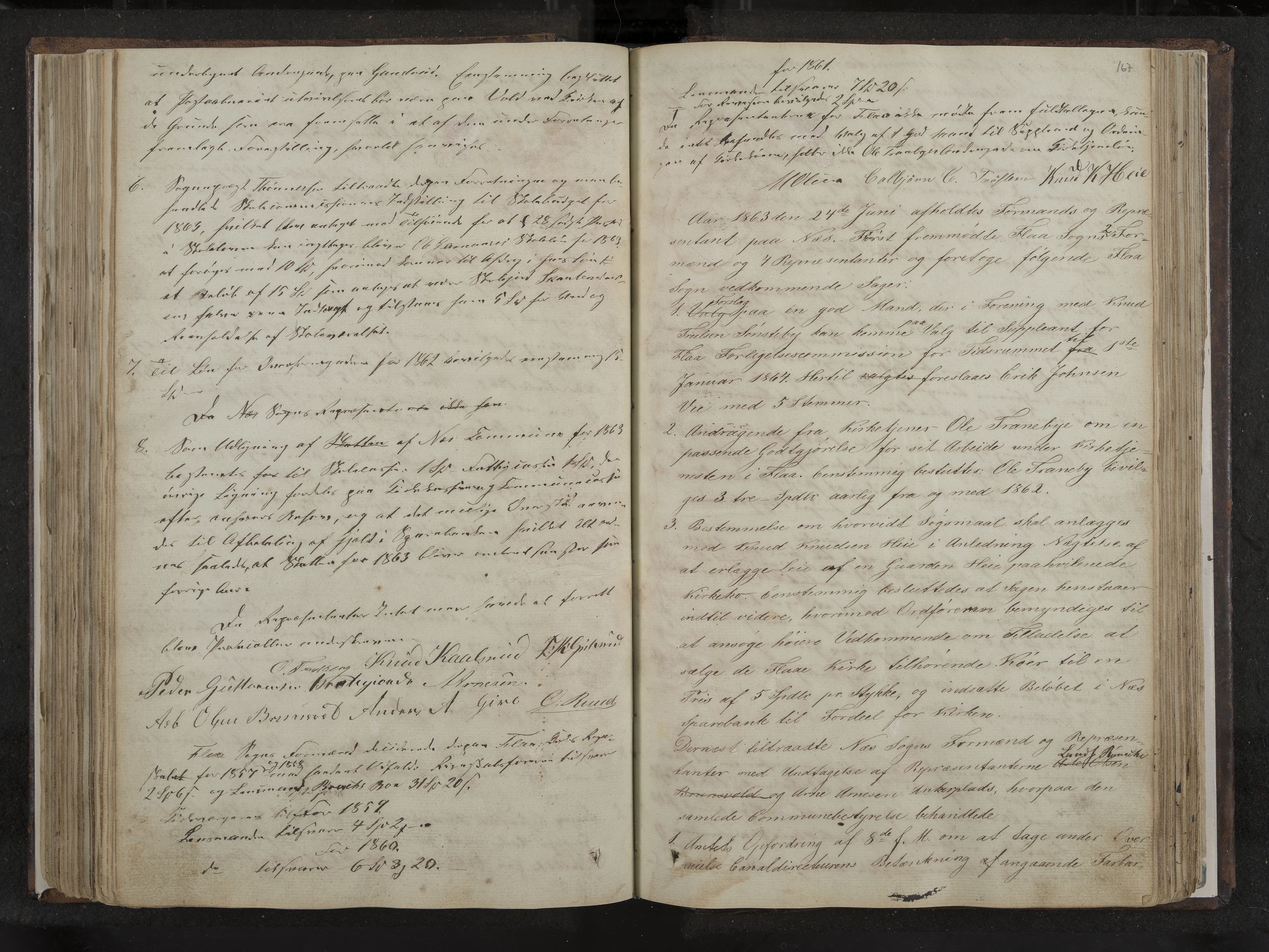 Nes formannskap og sentraladministrasjon, IKAK/0616021-1/A/Aa/L0001: Møtebok med register, 1838-1875, p. 167