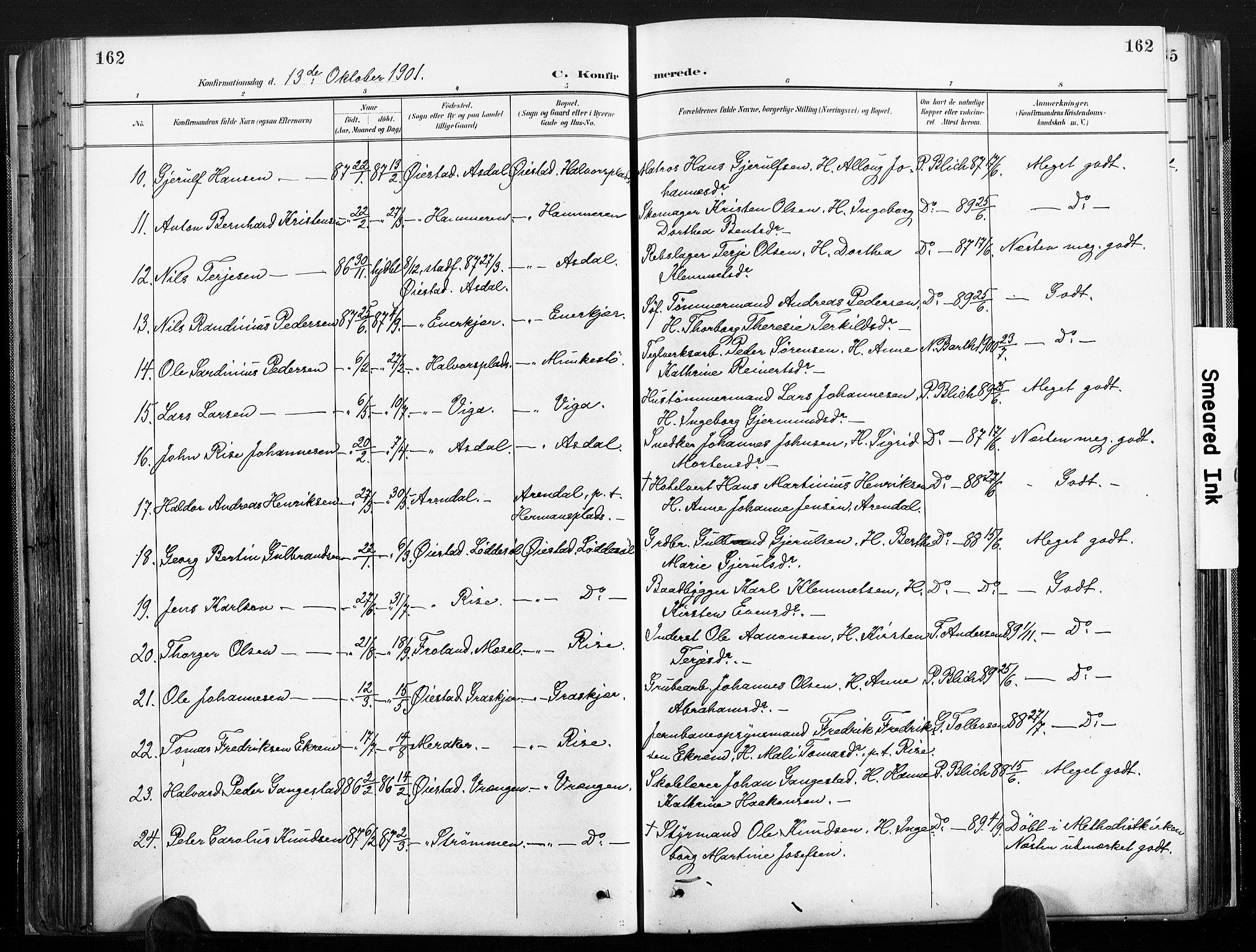 Øyestad sokneprestkontor, SAK/1111-0049/F/Fa/L0018: Parish register (official) no. A 18, 1897-1907, p. 162