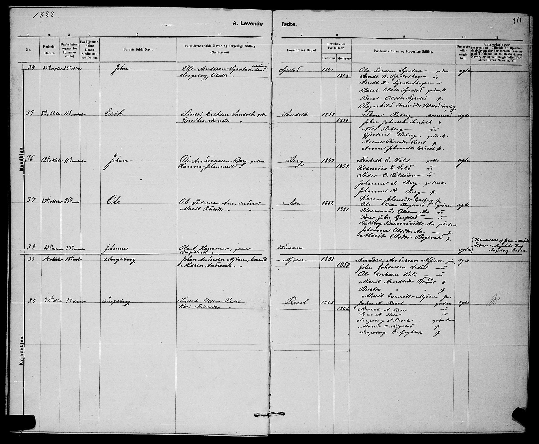Ministerialprotokoller, klokkerbøker og fødselsregistre - Sør-Trøndelag, SAT/A-1456/672/L0863: Parish register (copy) no. 672C02, 1888-1901, p. 10