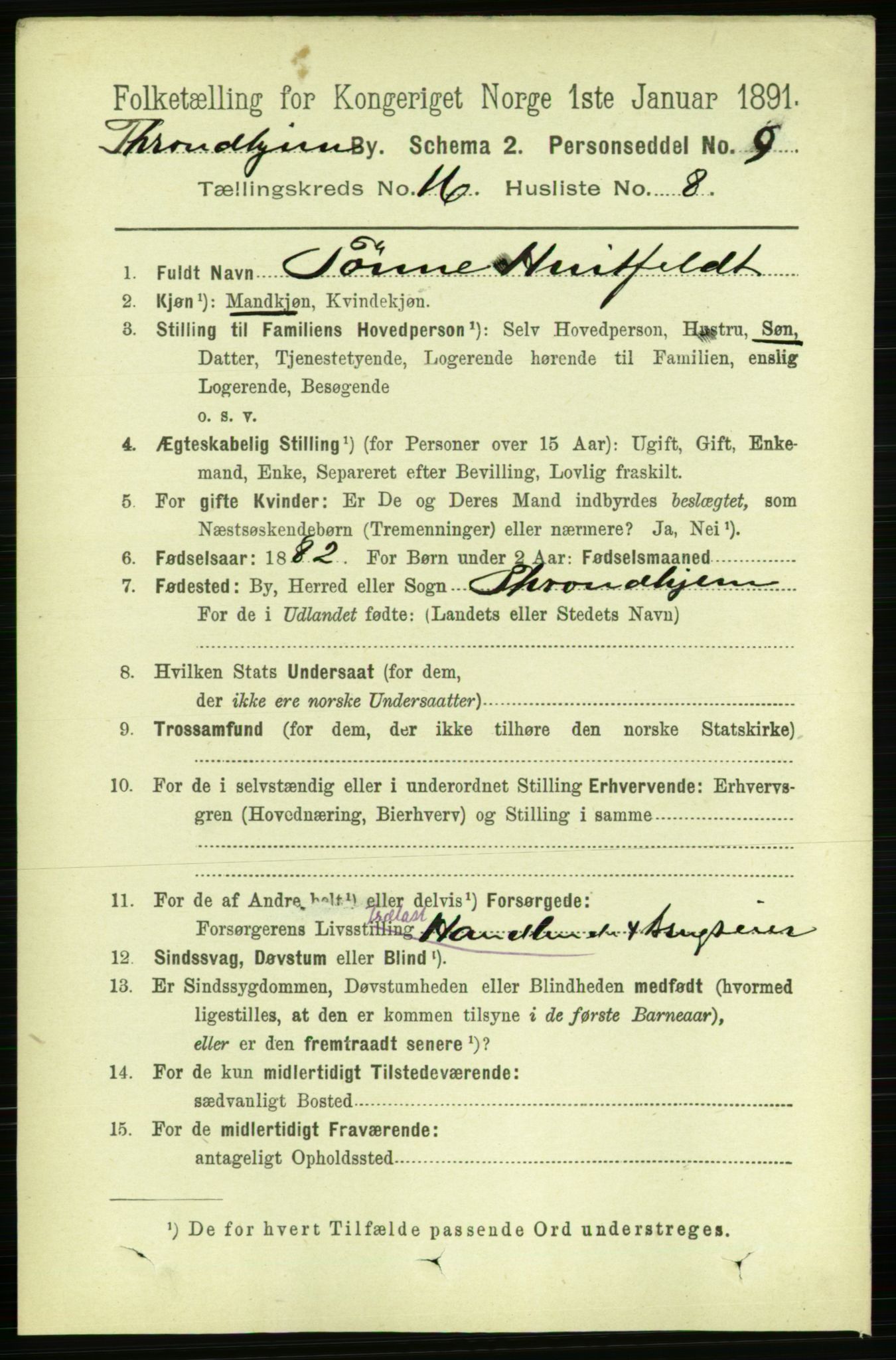 RA, 1891 census for 1601 Trondheim, 1891, p. 12412