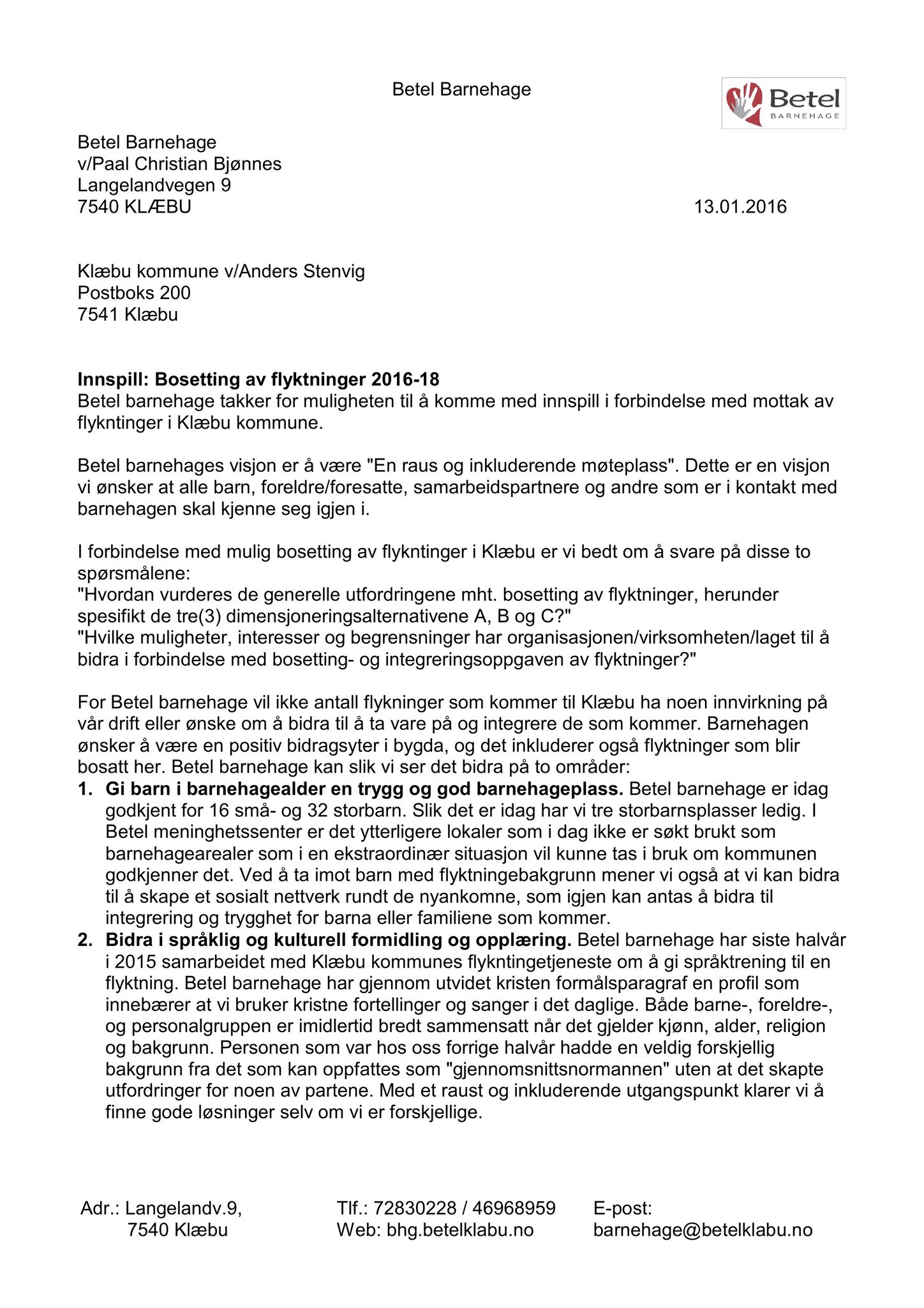 Klæbu Kommune, TRKO/KK/04-UO/L007: Utvalg for oppvekst - Møtedokumenter, 2016