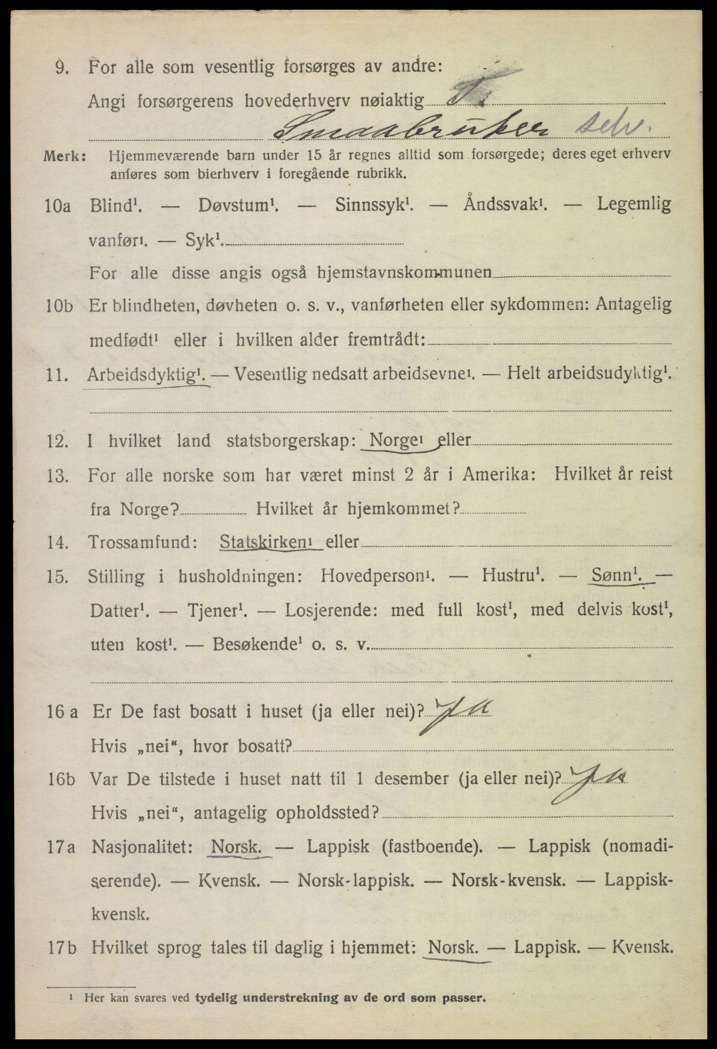 SAT, 1920 census for Hadsel, 1920, p. 7401