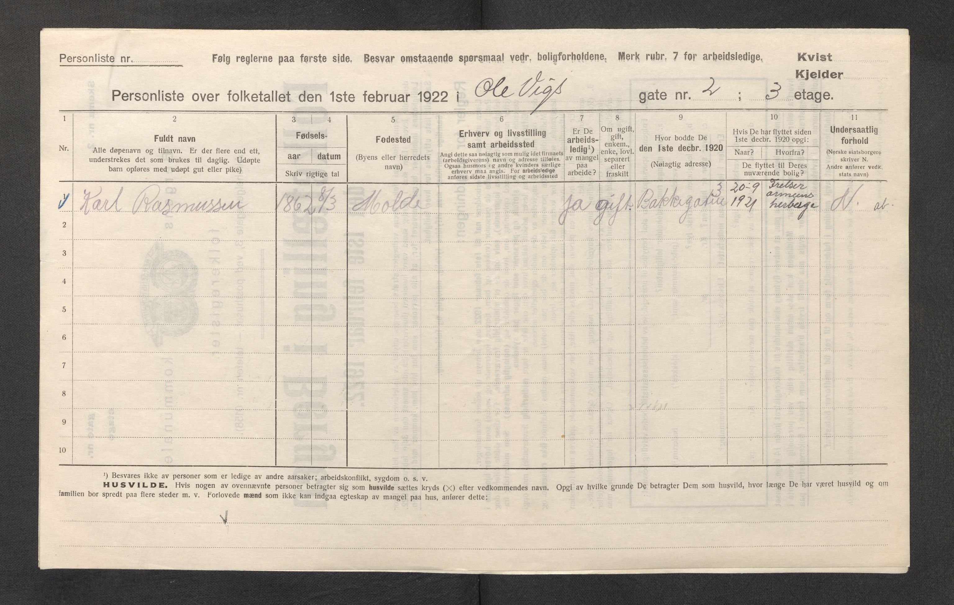 SAB, Municipal Census 1922 for Bergen, 1922, p. 30655