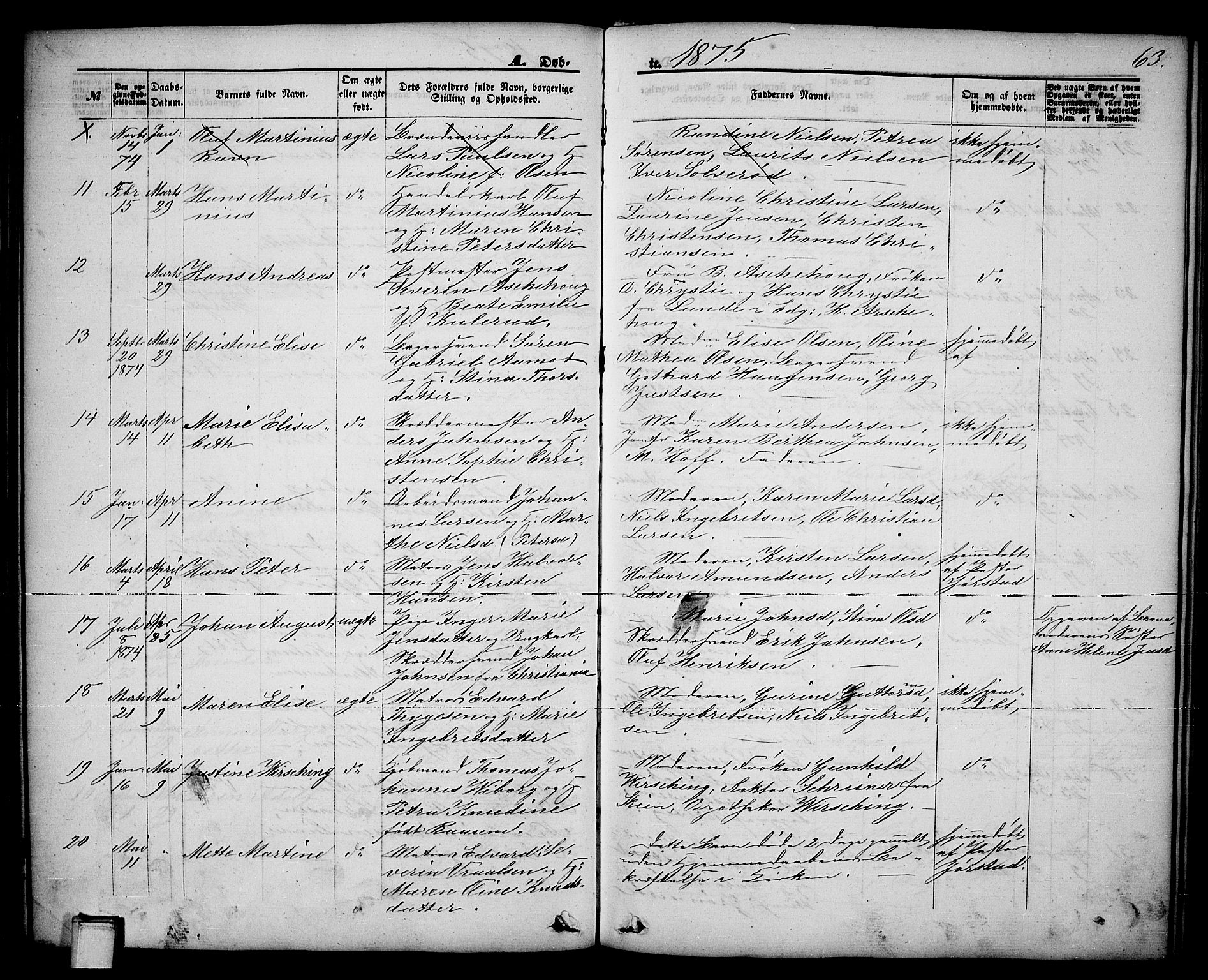 Brevik kirkebøker, AV/SAKO-A-255/G/Ga/L0003: Parish register (copy) no. 3, 1866-1881, p. 63