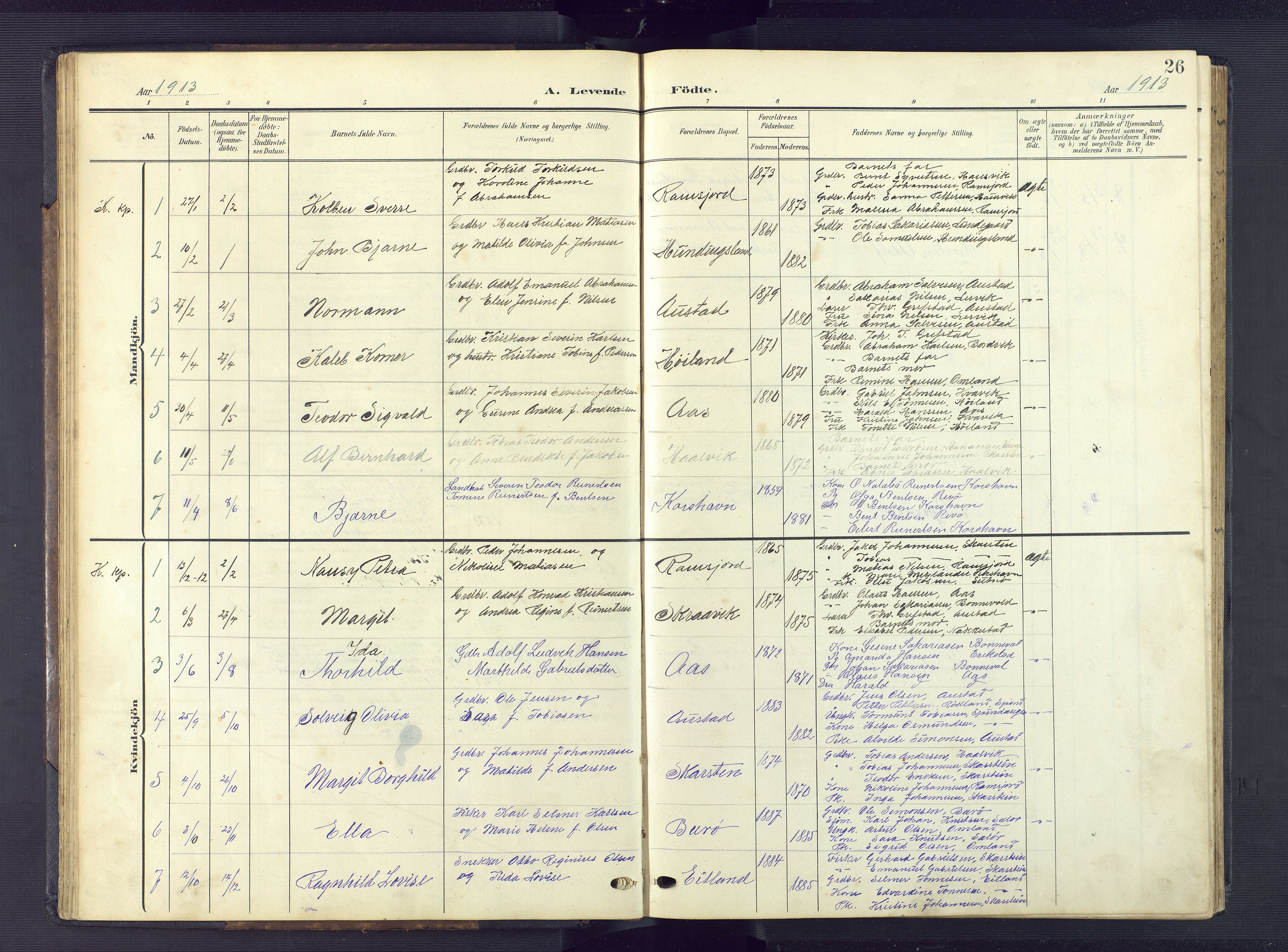 Lyngdal sokneprestkontor, AV/SAK-1111-0029/F/Fb/Fba/L0004: Parish register (copy) no. B 4, 1904-1950, p. 26