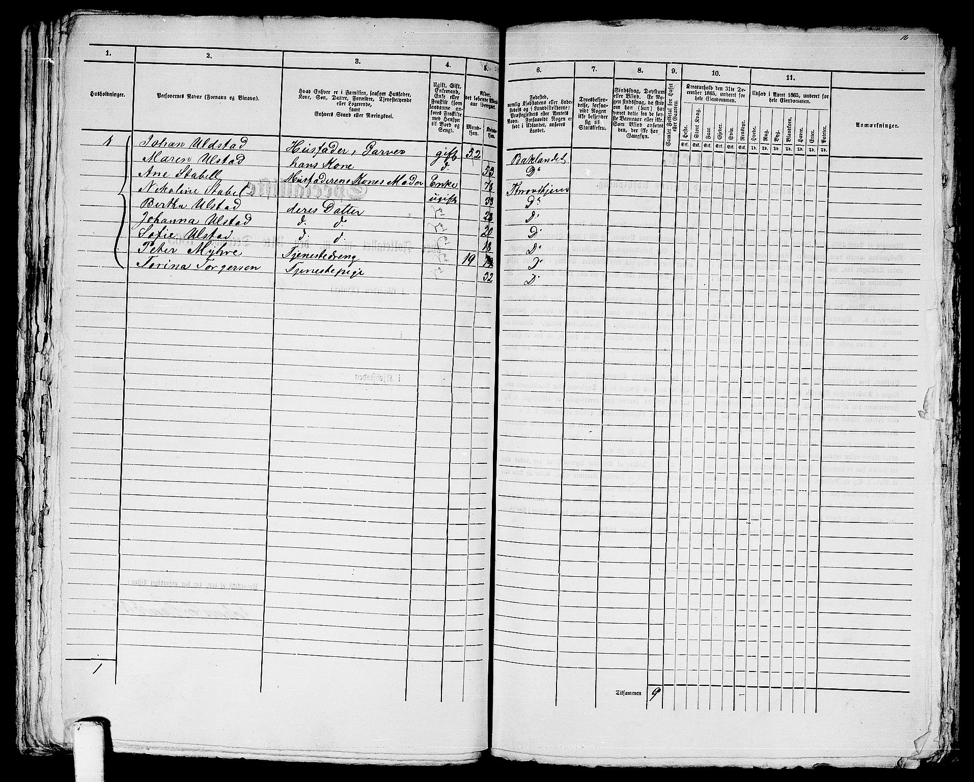 RA, 1865 census for Trondheim, 1865, p. 2372