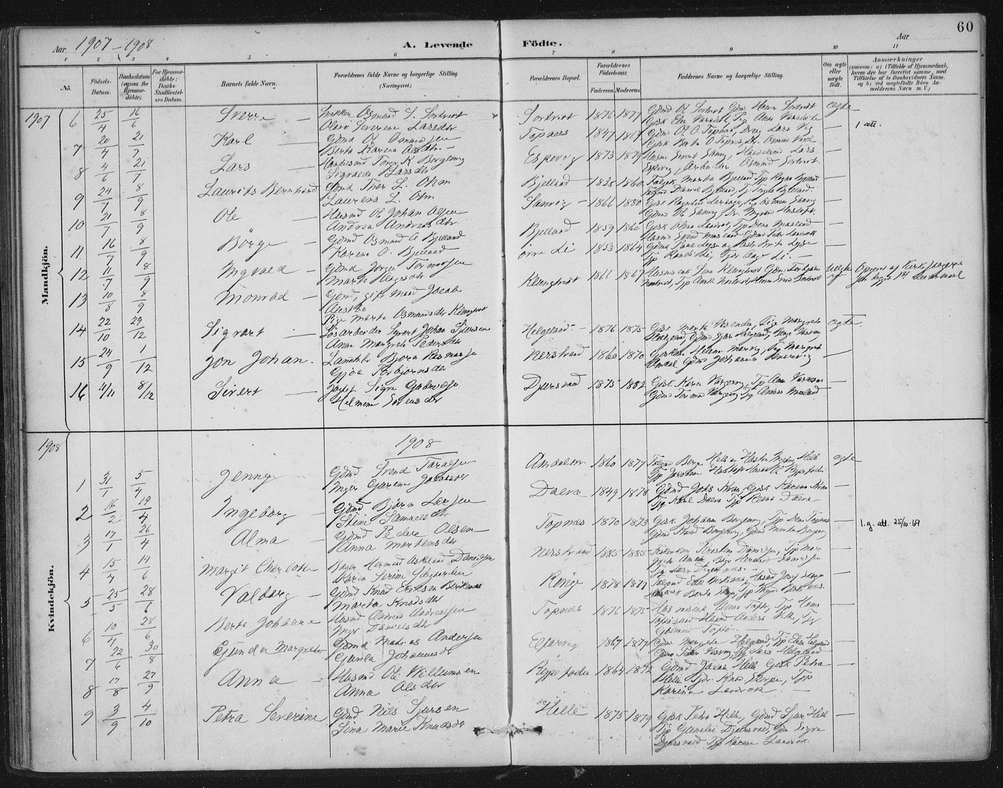 Nedstrand sokneprestkontor, SAST/A-101841/01/IV: Parish register (official) no. A 12, 1887-1915, p. 60