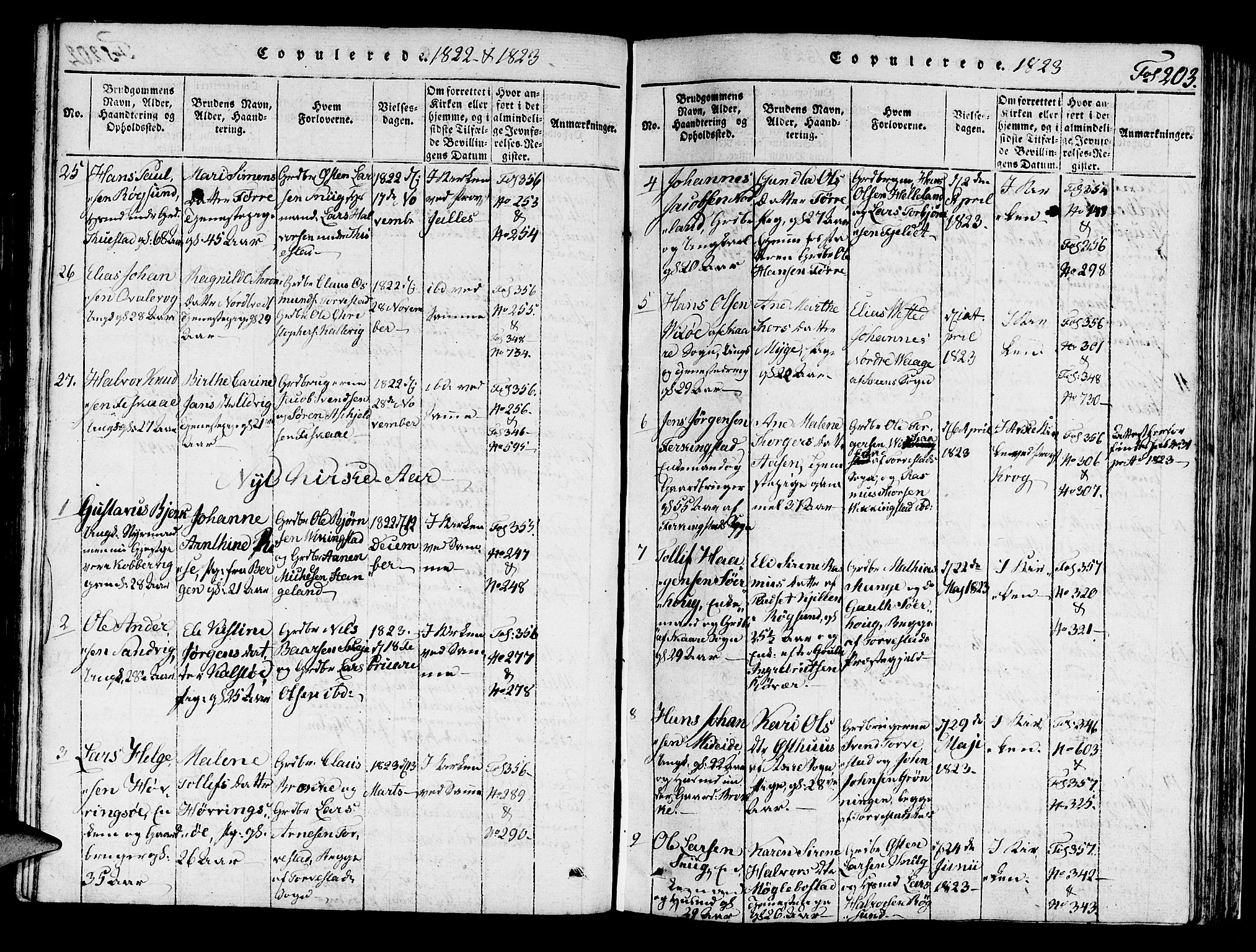 Avaldsnes sokneprestkontor, SAST/A -101851/H/Ha/Haa/L0004: Parish register (official) no. A 4, 1816-1825, p. 203