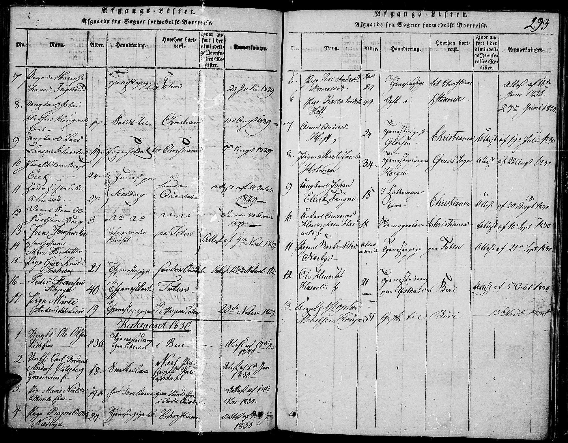 Land prestekontor, SAH/PREST-120/H/Ha/Haa/L0007: Parish register (official) no. 7, 1814-1830, p. 293