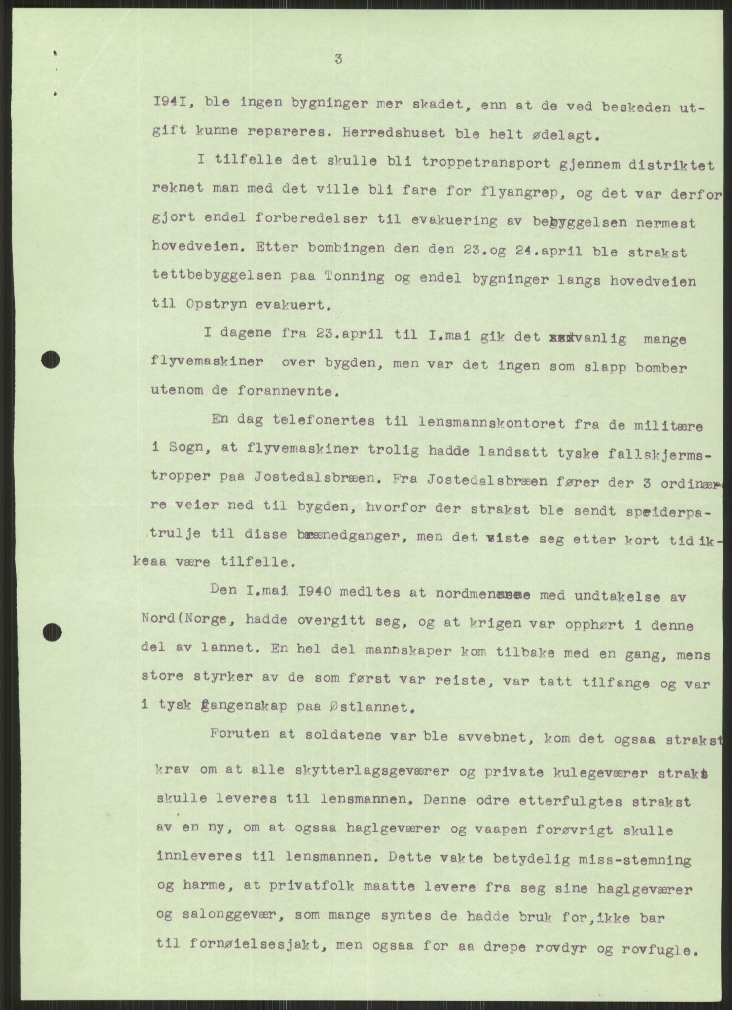 Forsvaret, Forsvarets krigshistoriske avdeling, AV/RA-RAFA-2017/Y/Ya/L0015: II-C-11-31 - Fylkesmenn.  Rapporter om krigsbegivenhetene 1940., 1940, p. 574