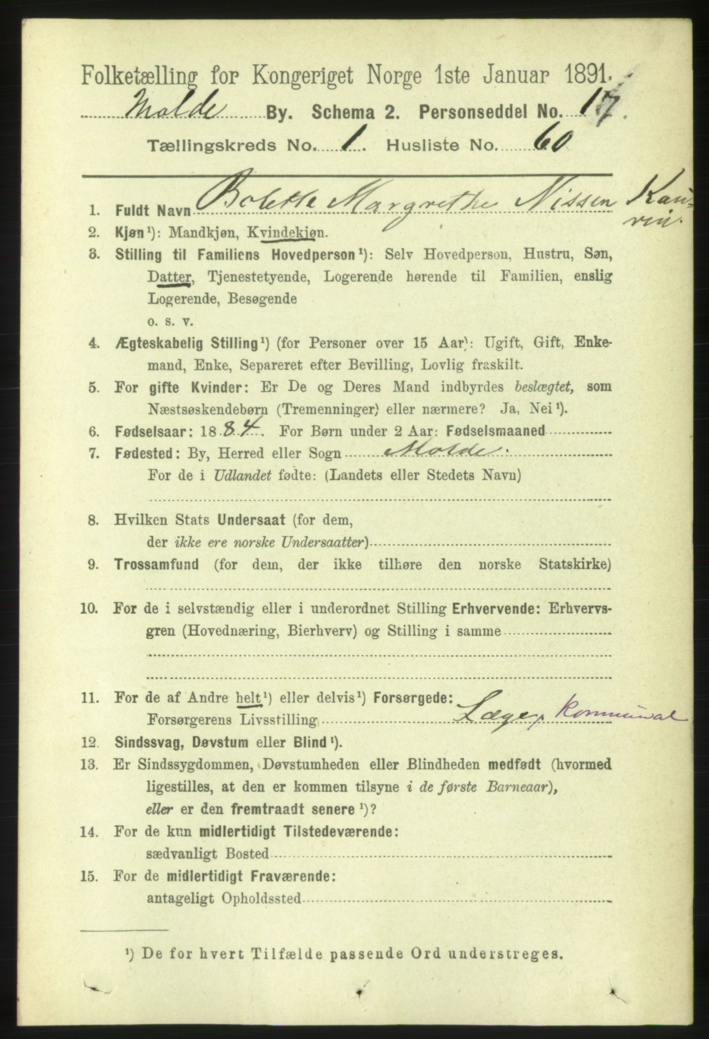 RA, 1891 census for 1502 Molde, 1891, p. 832