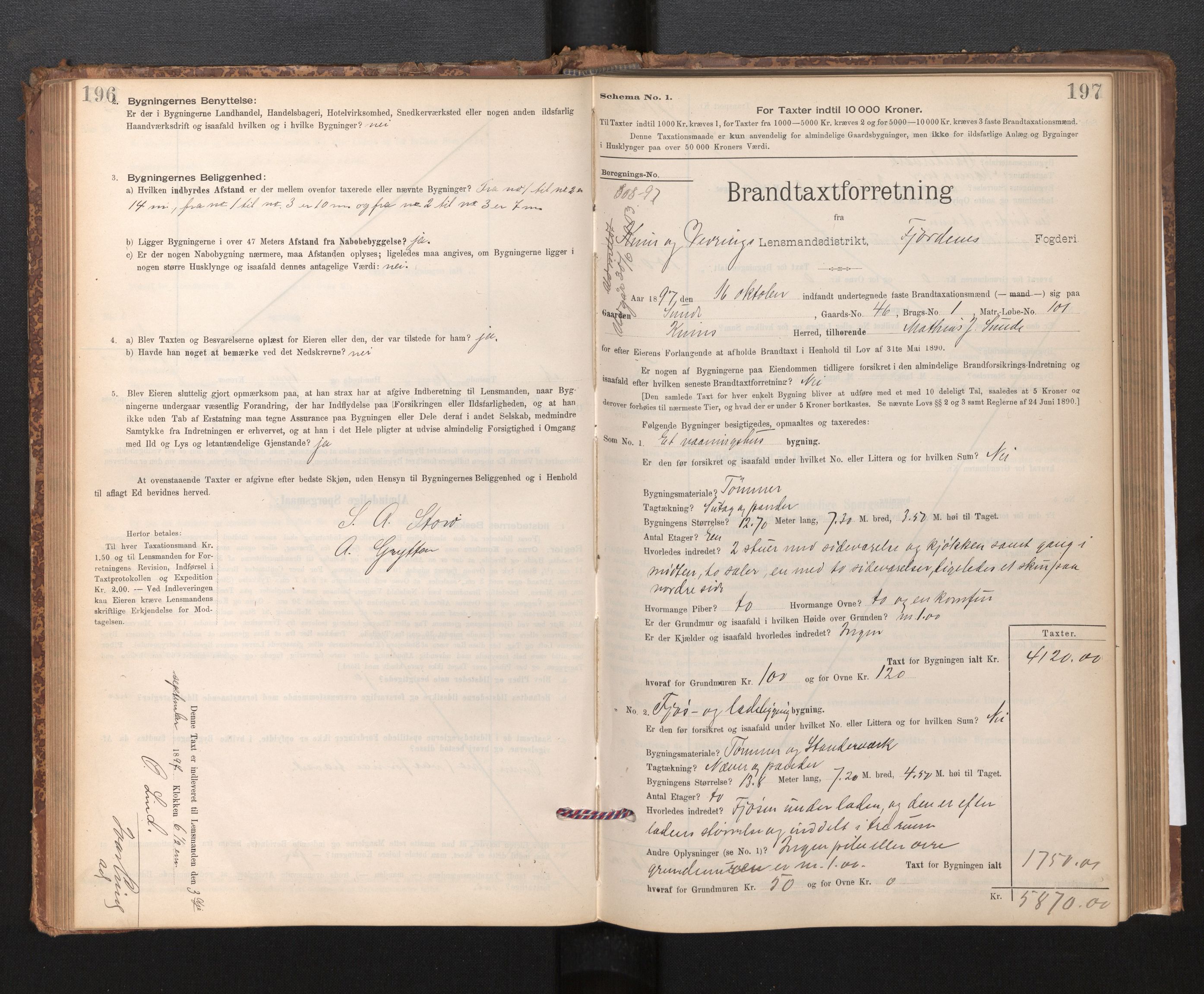 Lensmannen i Kinn, AV/SAB-A-28801/0012/L0004f: Branntakstprotokoll, skjematakst, 1894-1911, p. 196-197