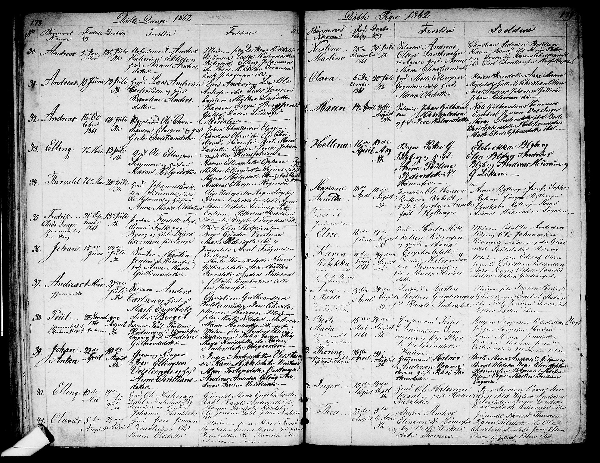 Norderhov kirkebøker, AV/SAKO-A-237/G/Ga/L0005: Parish register (copy) no. I 5, 1849-1863, p. 178-179