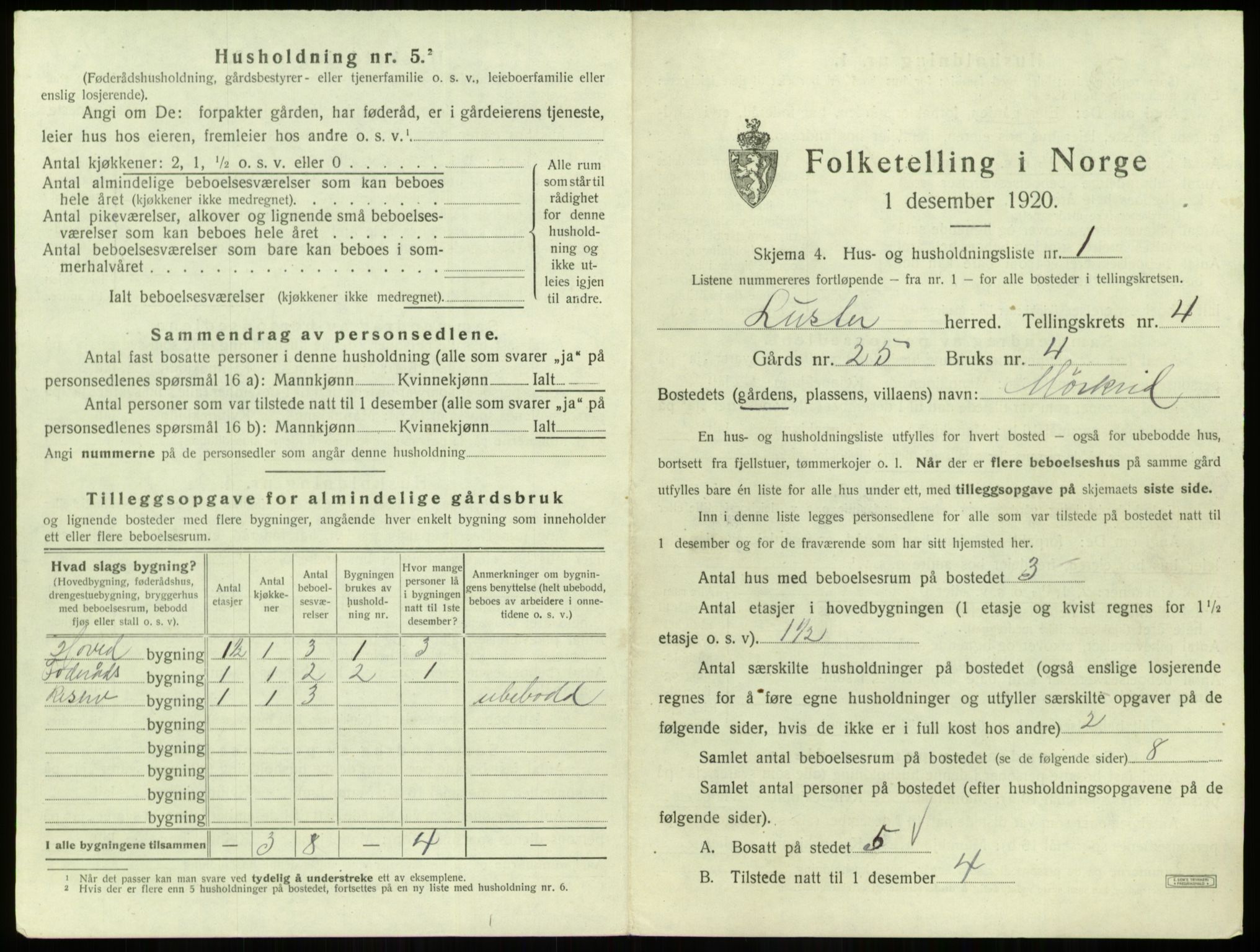 SAB, 1920 census for Luster, 1920, p. 429