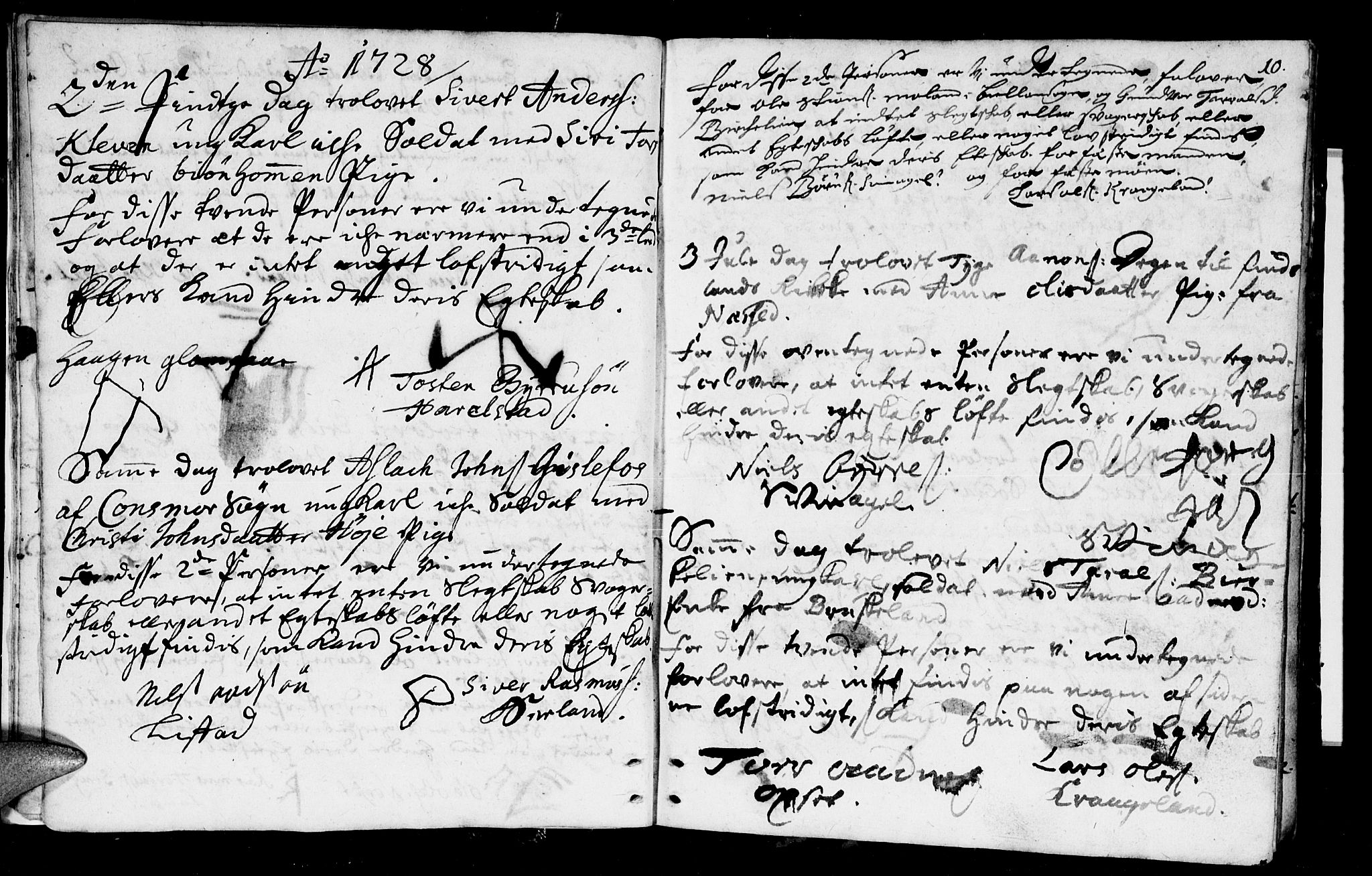 Holum sokneprestkontor, SAK/1111-0022/F/Fa/Fab/L0001: Parish register (official) no. A 1, 1720-1752, p. 10