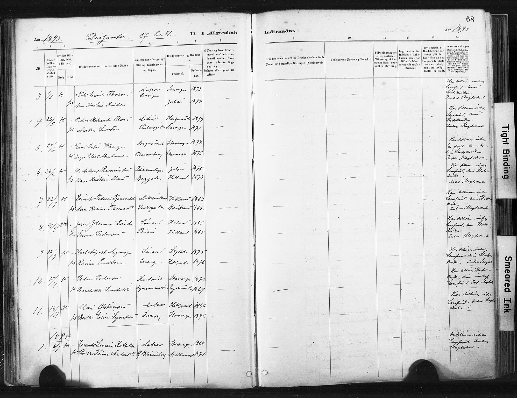 St. Johannes sokneprestkontor, SAST/A-101814/001/30/30BA/L0003: Parish register (official) no. A 3, 1885-1910, p. 68