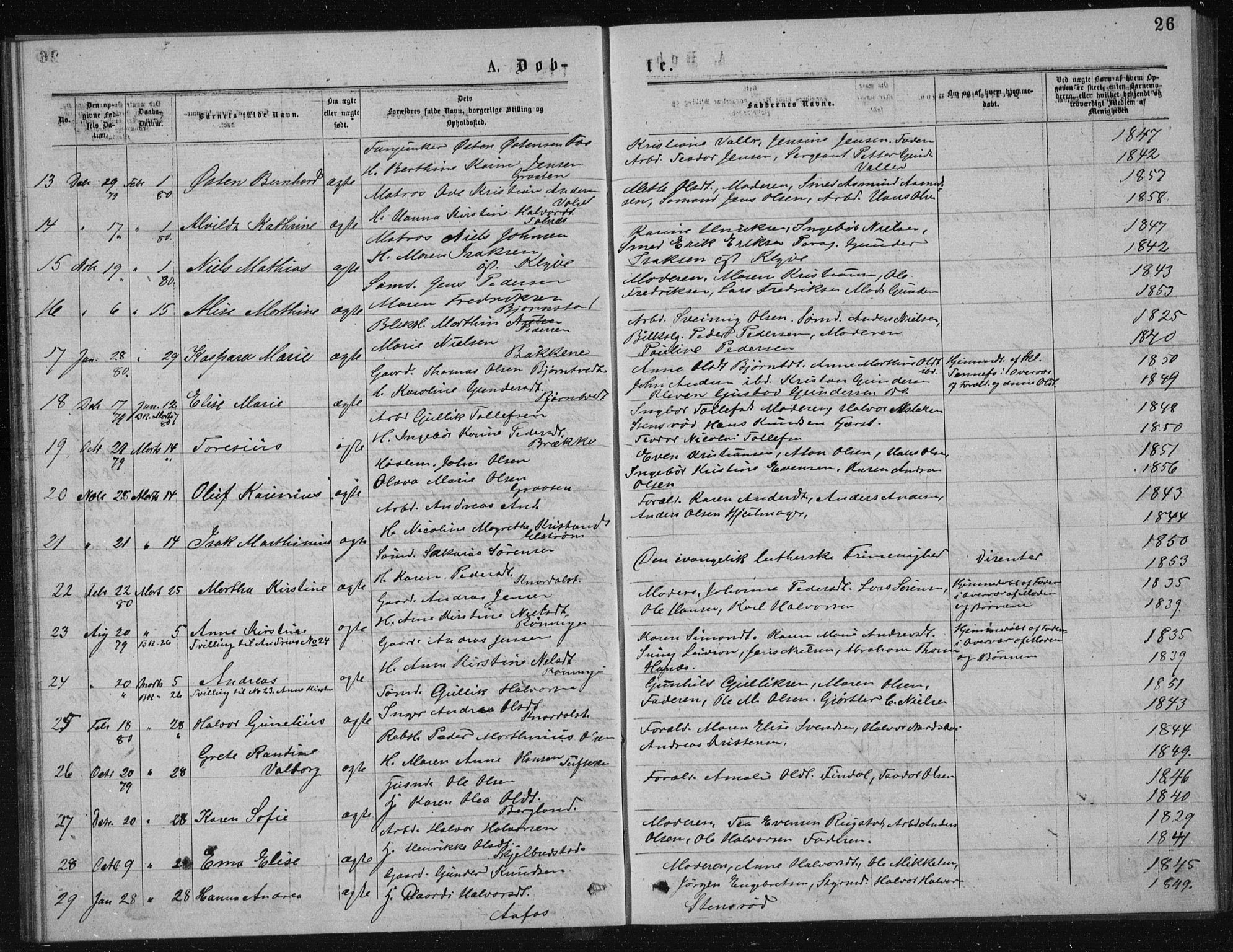 Solum kirkebøker, SAKO/A-306/G/Ga/L0005: Parish register (copy) no. I 5, 1877-1881, p. 26