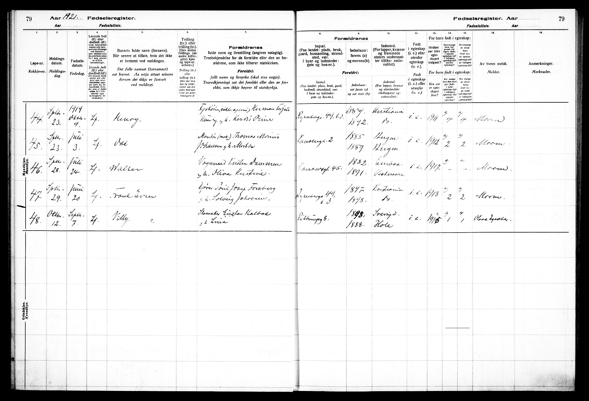 Gamlebyen prestekontor Kirkebøker, AV/SAO-A-10884/J/Ja/L0001: Birth register no. 1, 1916-1936, p. 79