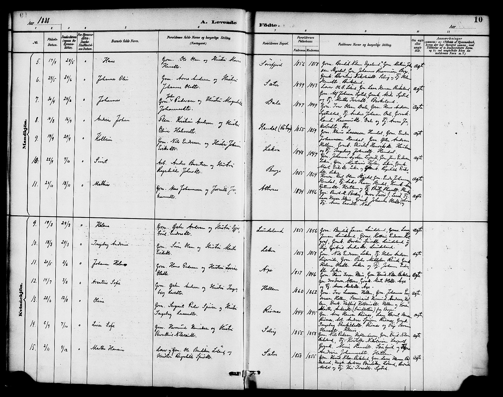 Hyllestad sokneprestembete, SAB/A-80401: Parish register (official) no. B 1, 1886-1904, p. 10