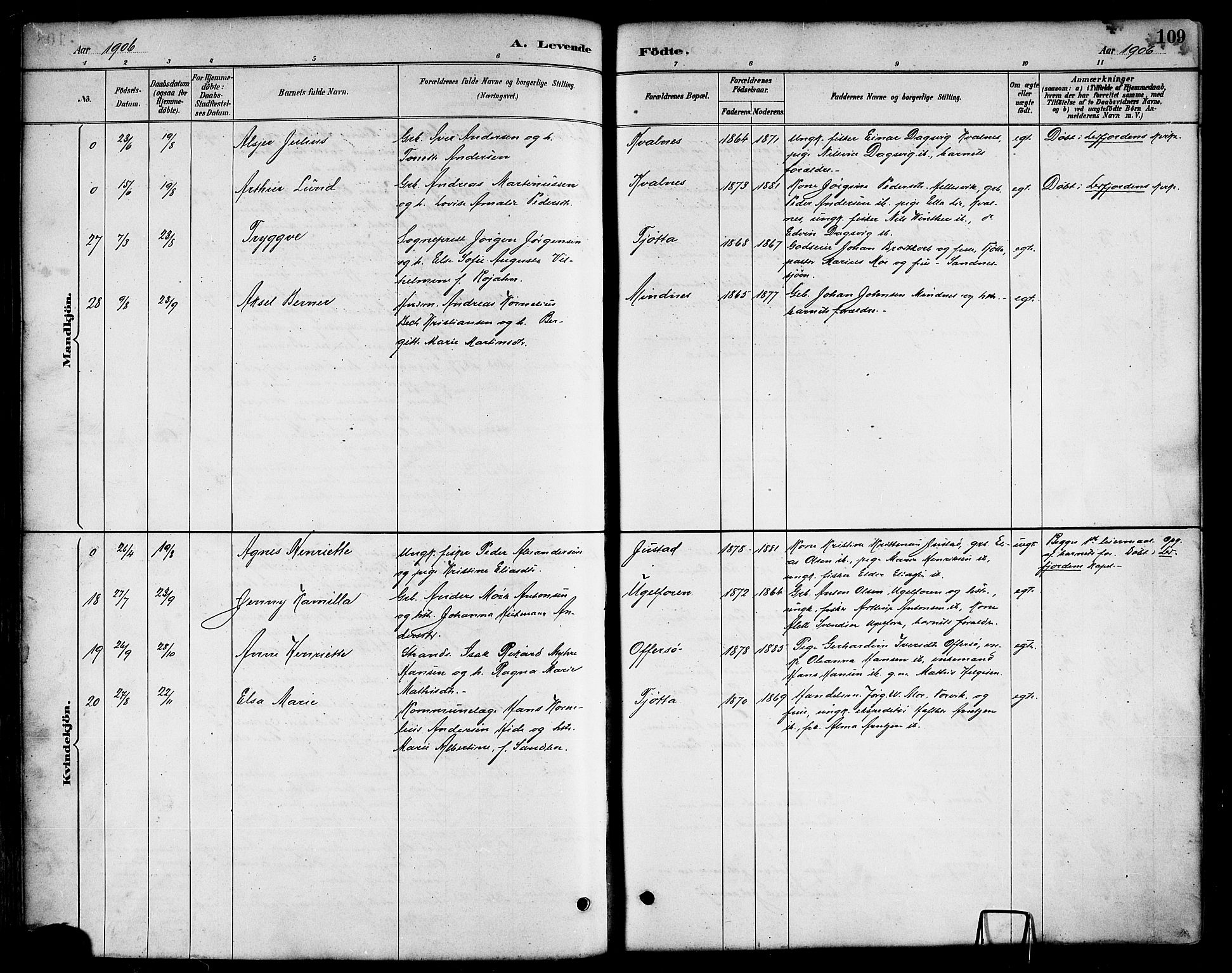 Ministerialprotokoller, klokkerbøker og fødselsregistre - Nordland, AV/SAT-A-1459/817/L0268: Parish register (copy) no. 817C03, 1884-1920, p. 109