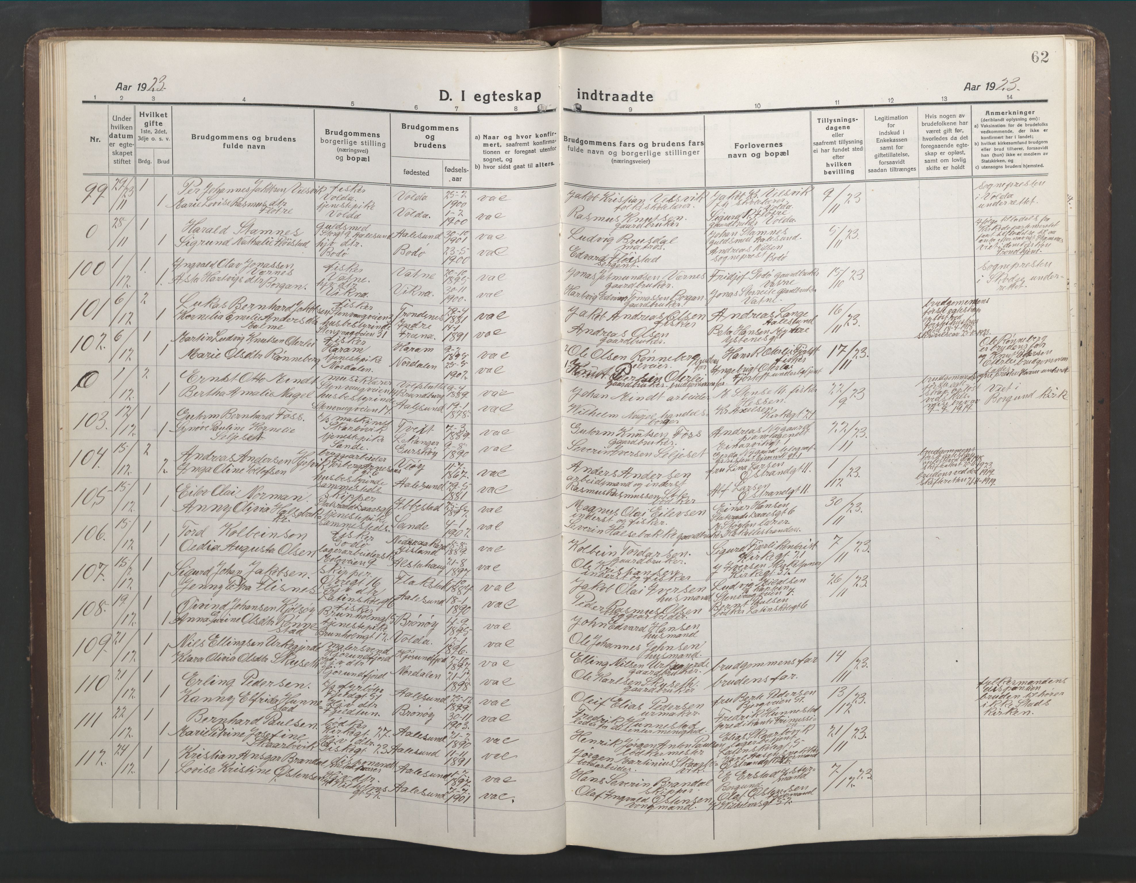 Ministerialprotokoller, klokkerbøker og fødselsregistre - Møre og Romsdal, AV/SAT-A-1454/529/L0473: Parish register (copy) no. 529C10, 1918-1941, p. 62