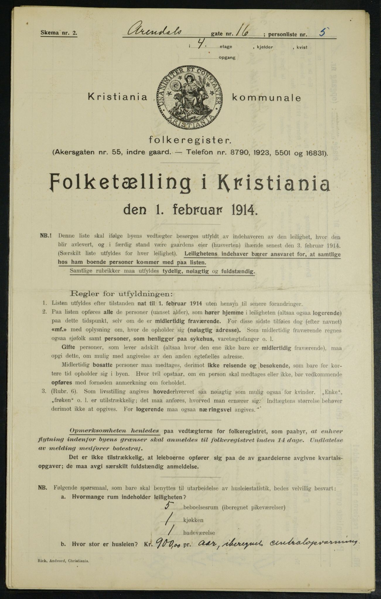 OBA, Municipal Census 1914 for Kristiania, 1914, p. 1995