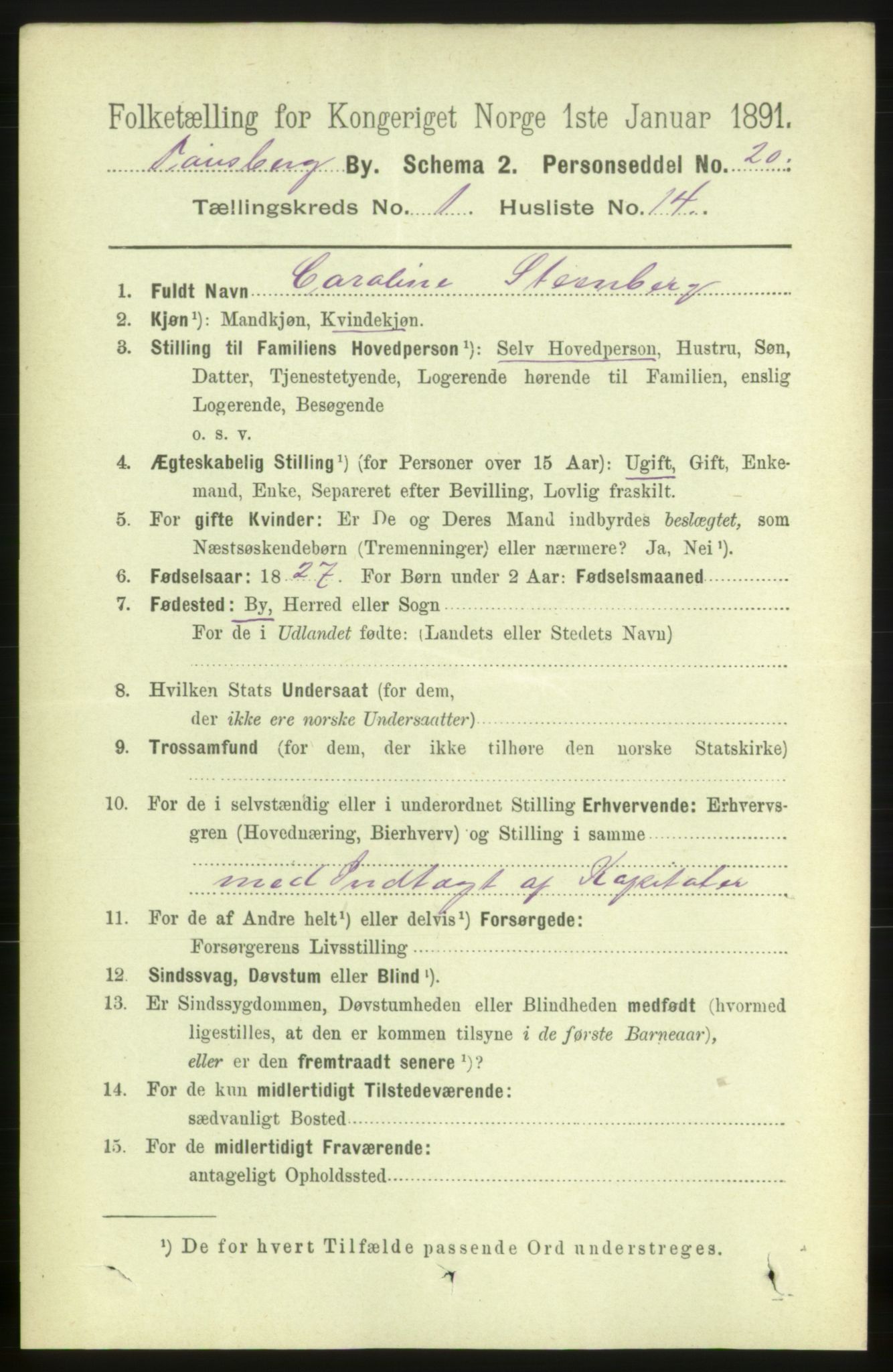 RA, 1891 census for 0705 Tønsberg, 1891, p. 1438