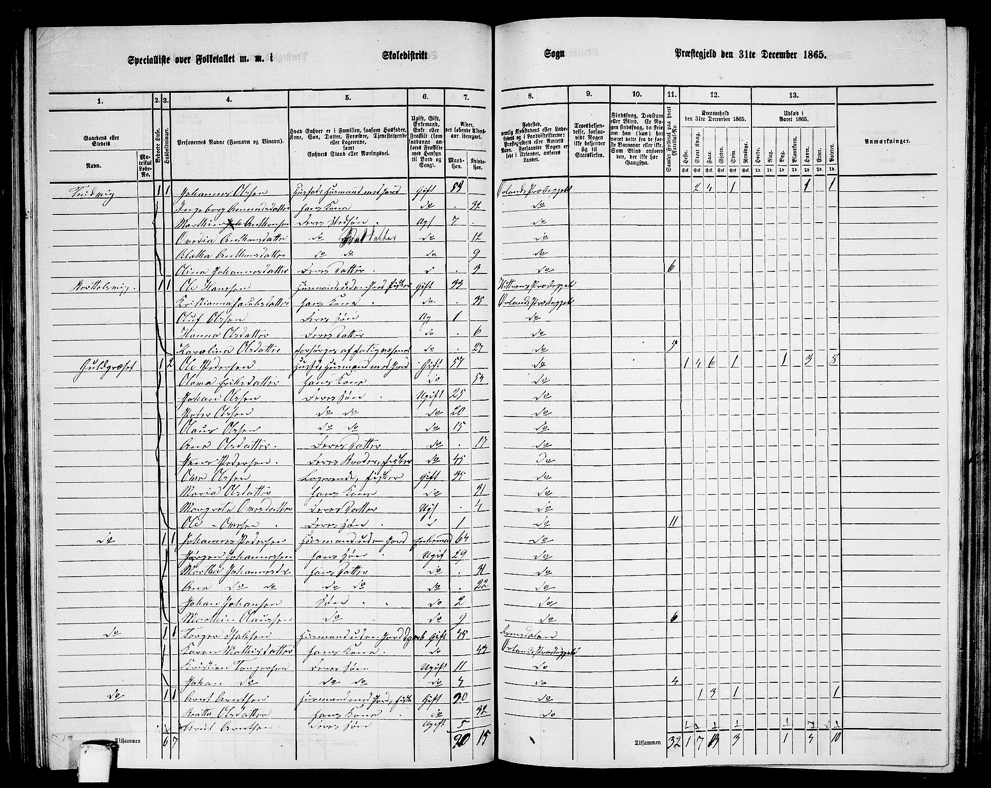 RA, 1865 census for Ørland, 1865, p. 60